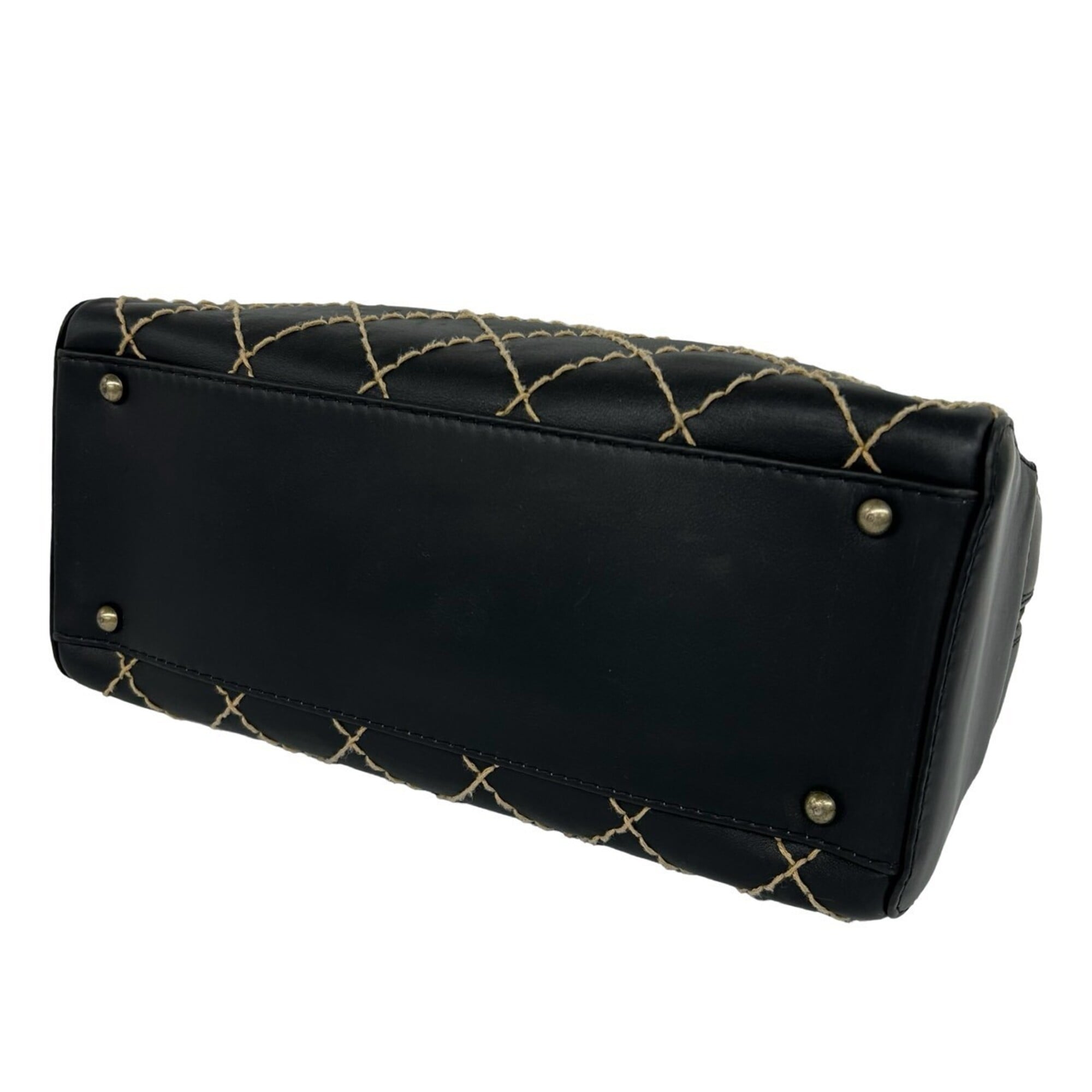 Chanel Black Leather Boston Bag Handbag (Pre-Owned)