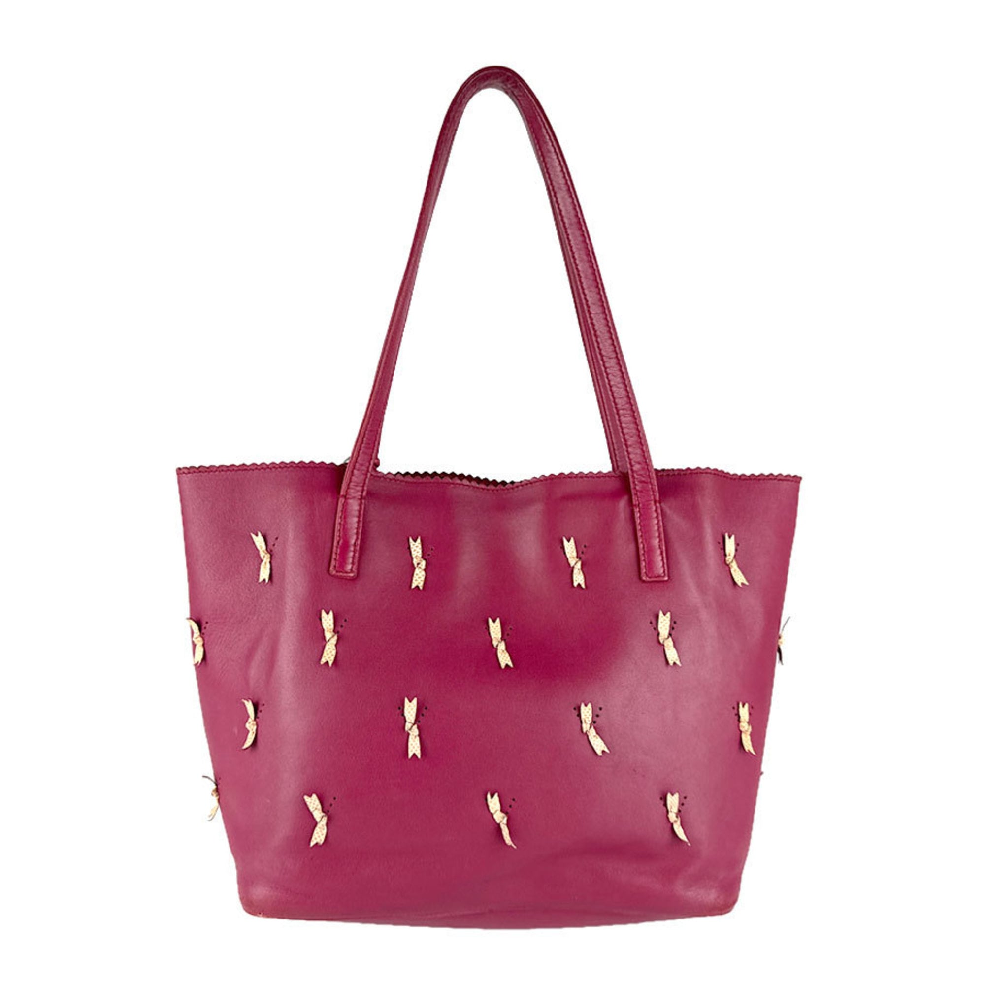 Loewe Red Color Wine Leather Handbag Tote Bag (Pre-Owned)
