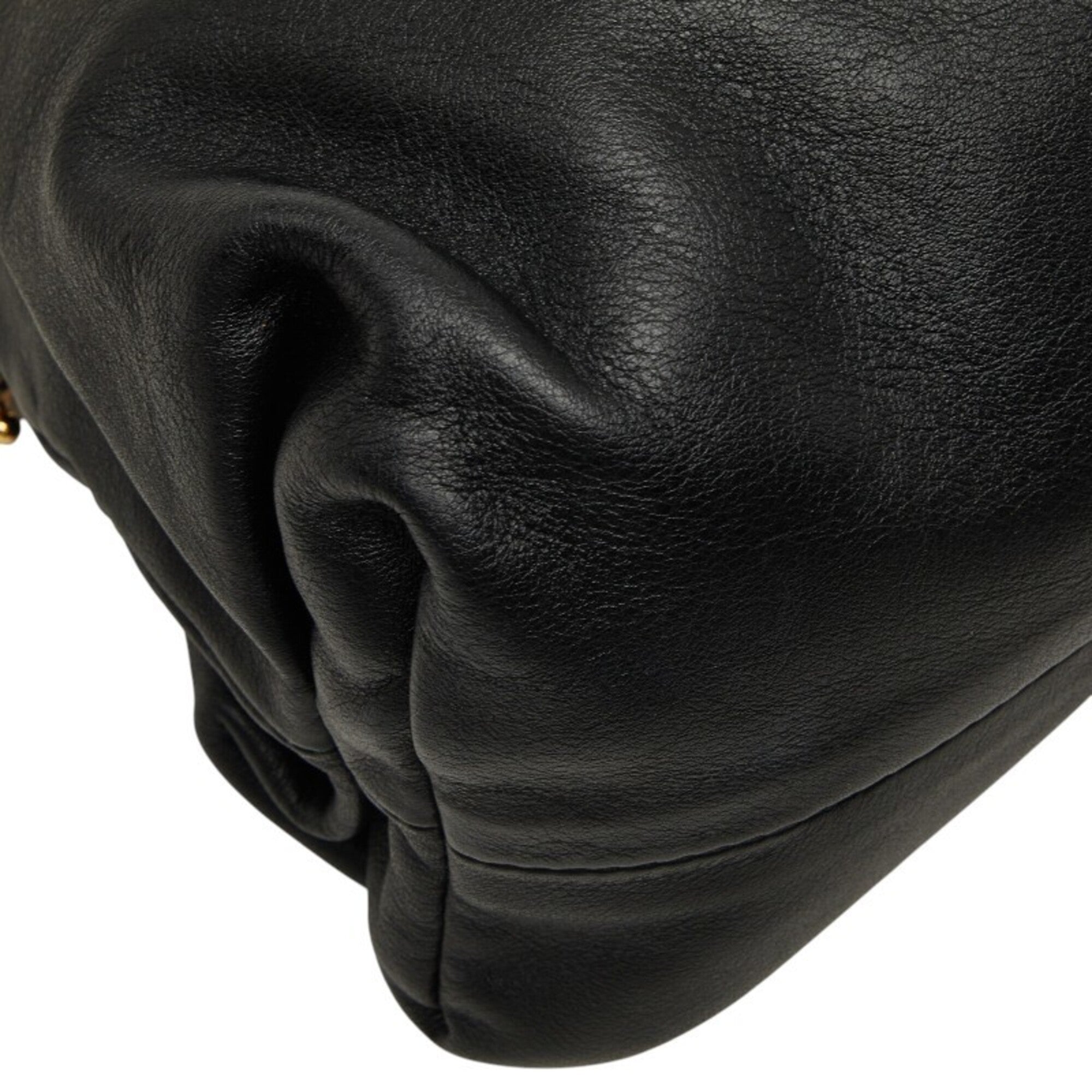 Bottega Veneta Black Leather Clutch Bag Handbag (Pre-Owned)