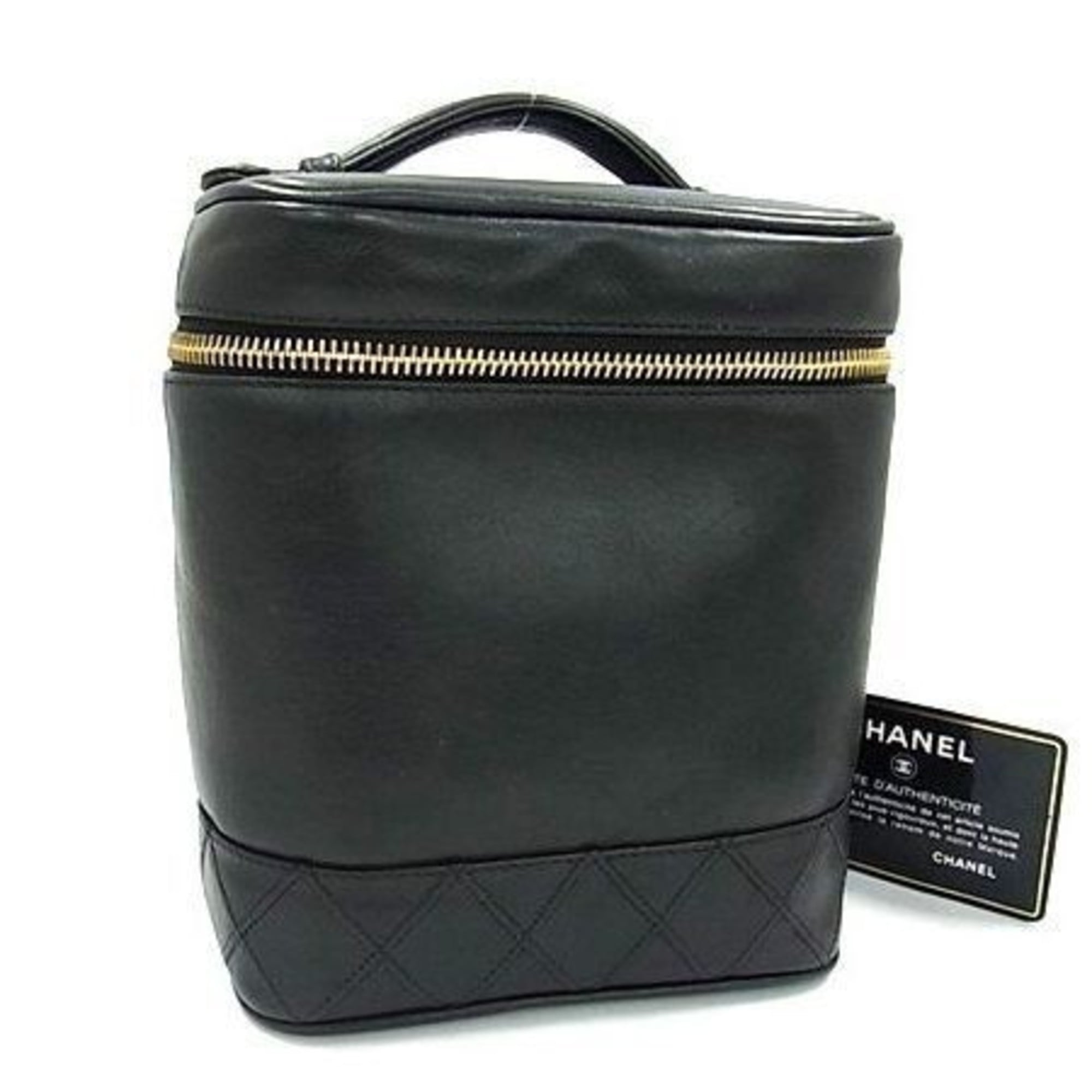 Chanel Black Leather Handbag Vanity Bag (Pre-Owned)