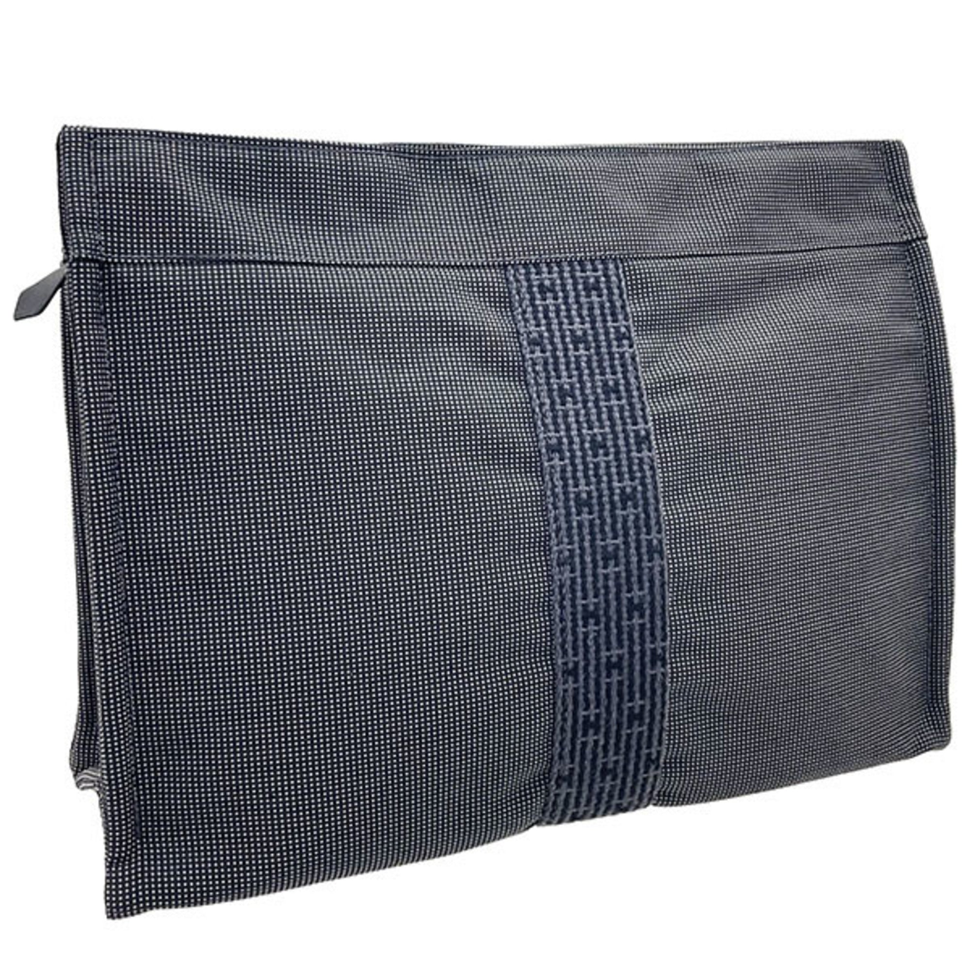Hermes Gray Nylon Canvas Pouch (Pre-Owned)