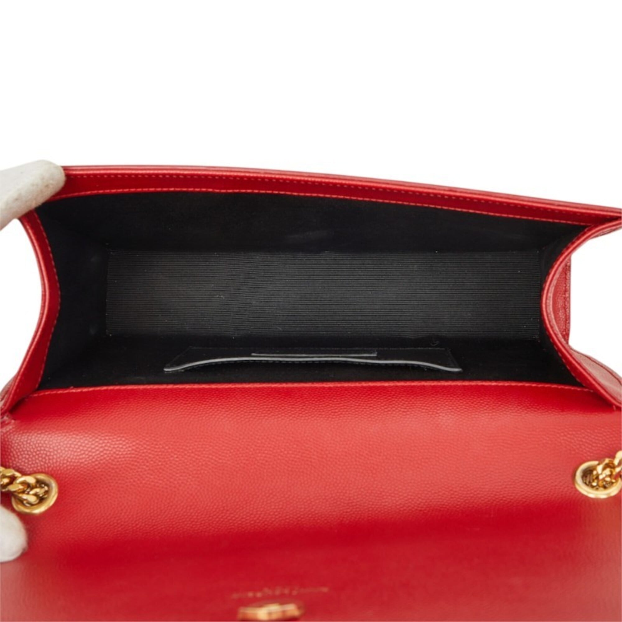 Saint Laurent Gold Red Color Leather Shoulder Bag (Pre-Owned)