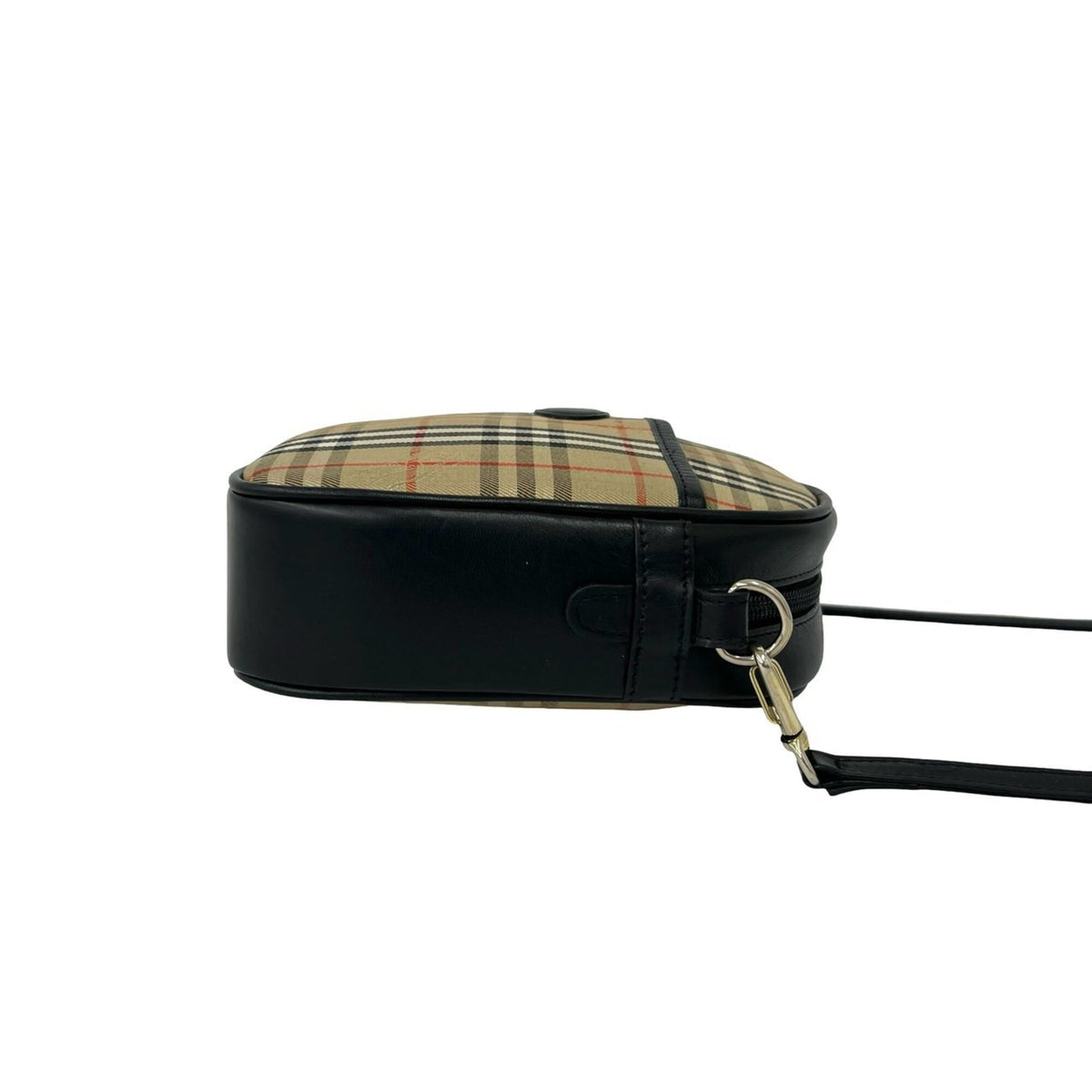 Burberry Beige Black Canvas Leather Shoulder Bag (Pre-Owned)