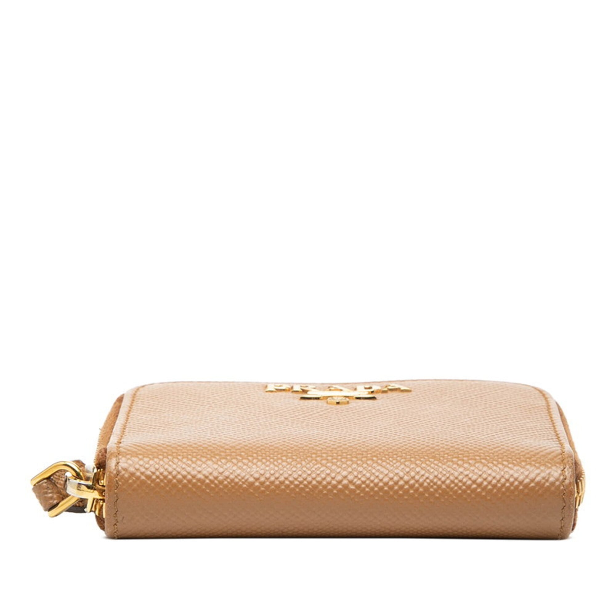 Prada Brown Leather Coin Purse/Coin Case (Pre-Owned)