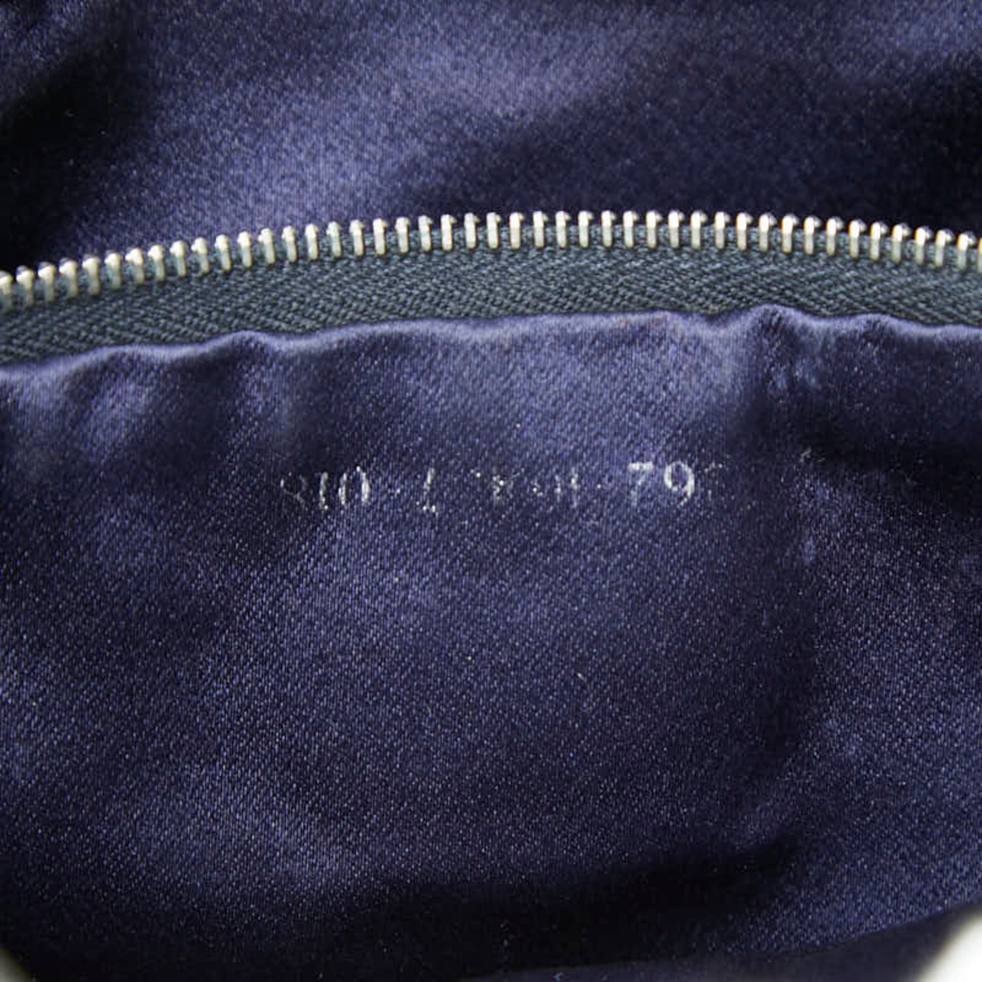 Fendi Gray Navy Canvas Leather Handbag Shoulder Bag Tote Bag (Pre-Owned)