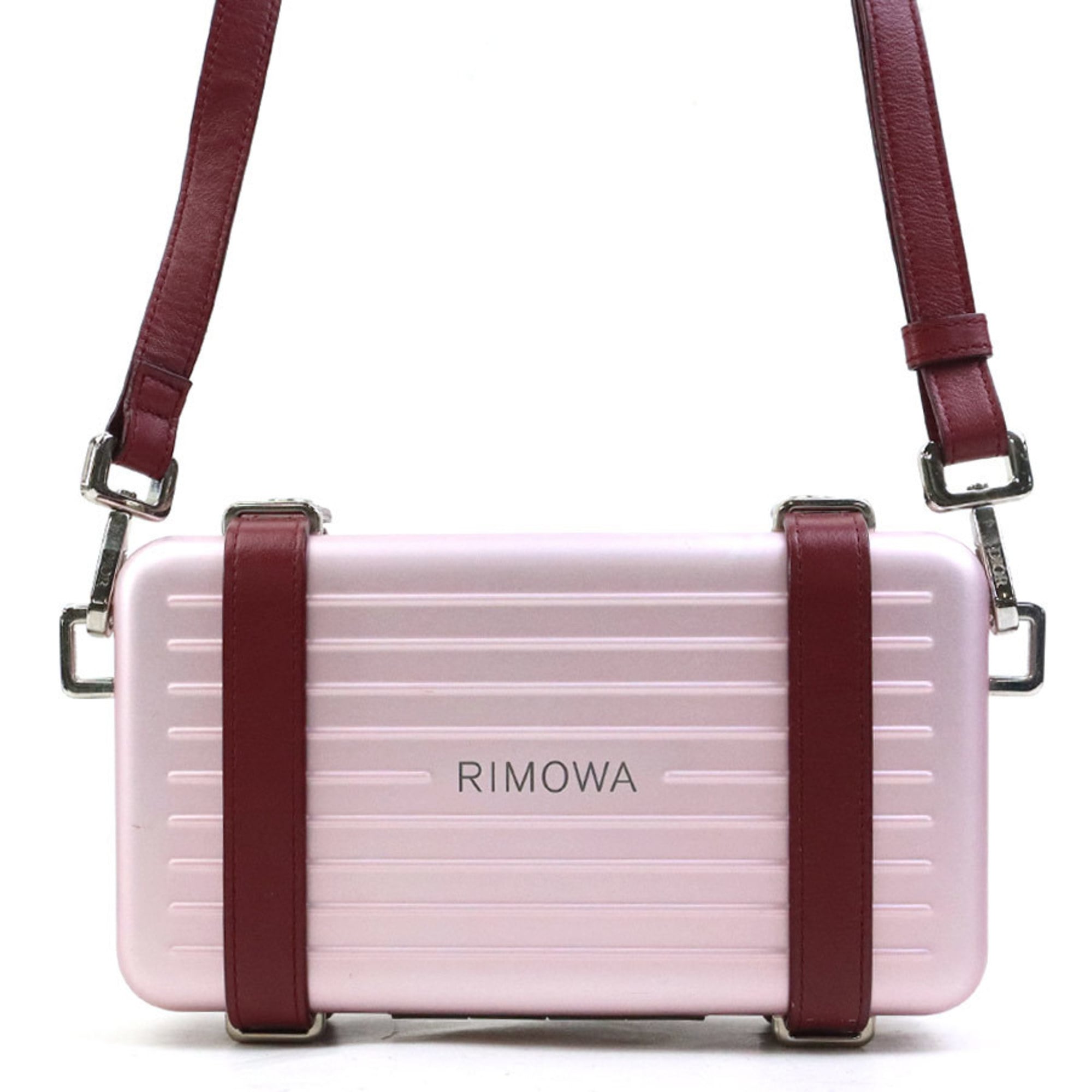 Christian Dior Burgundy Metallic Pink Leather Aluminum Shoulder Bag (Pre-Owned)
