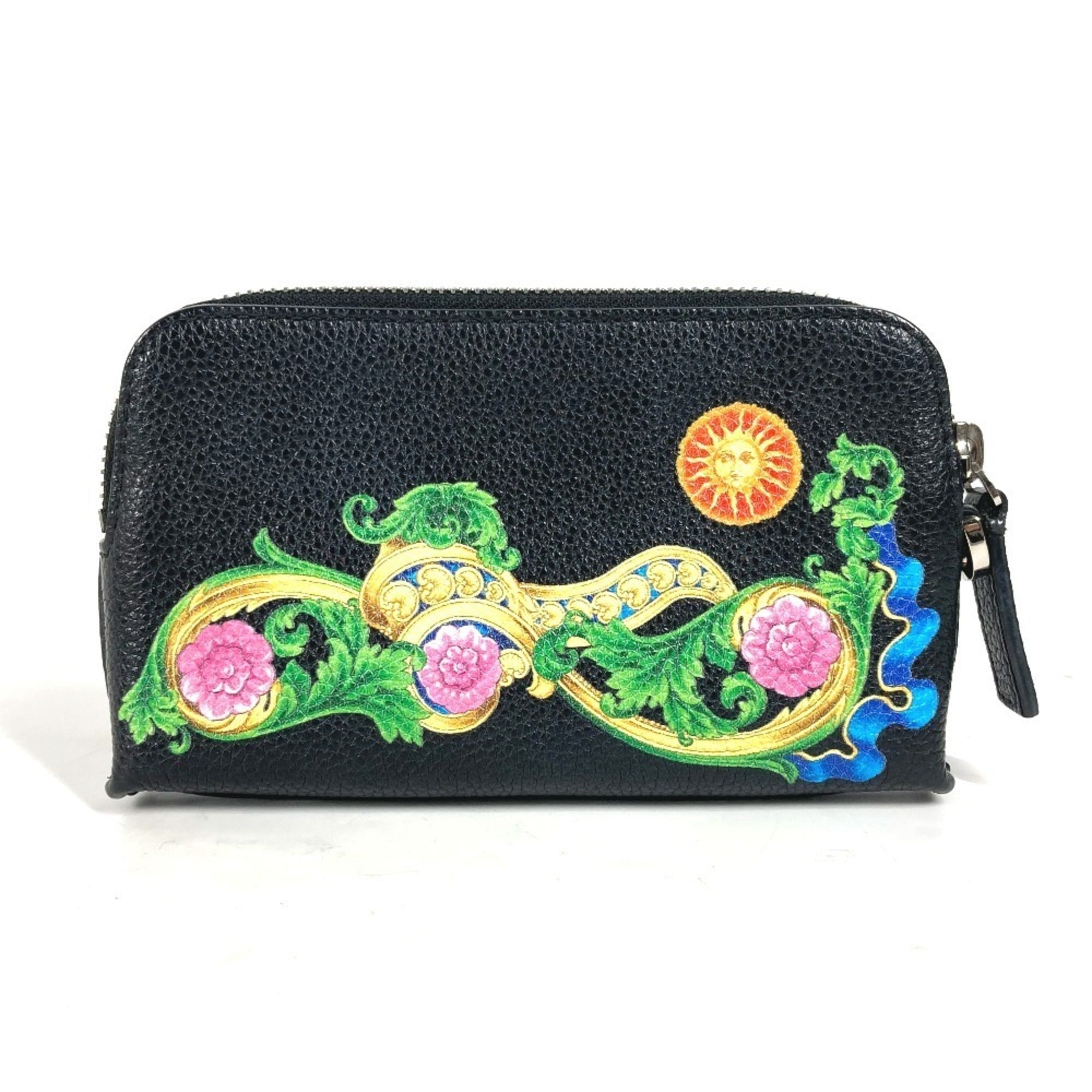 Versace Black Leather Coin Purse/Coin Case (Pre-Owned)