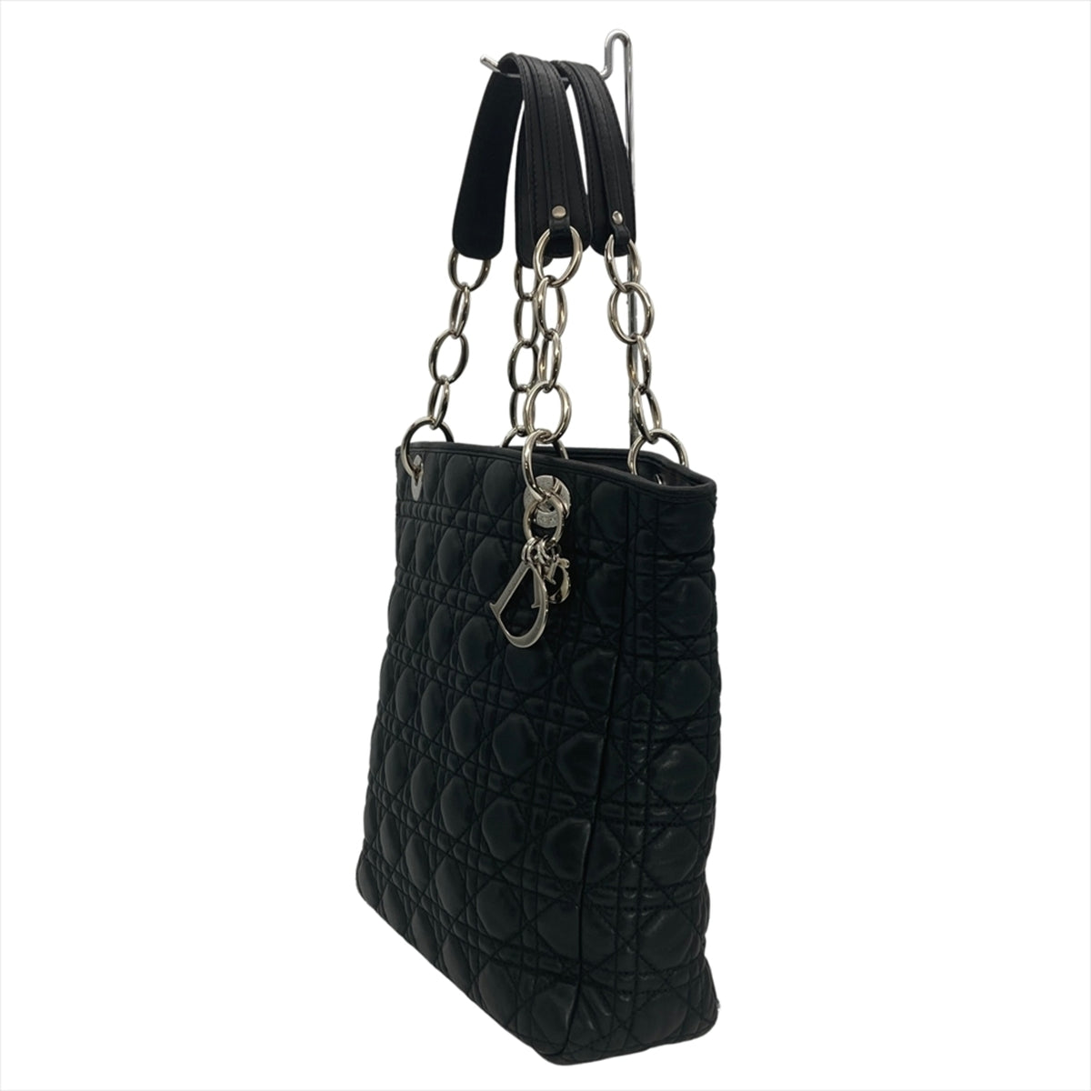 Christian Dior Black Leather Handbag Tote Bag (Pre-Owned)