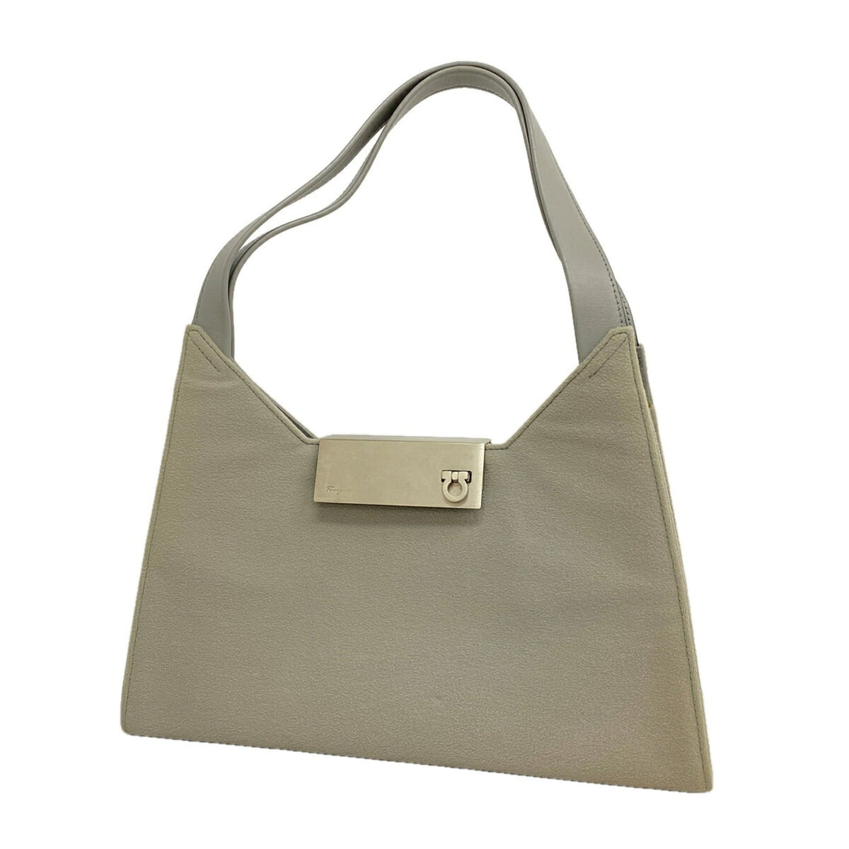 Salvatore Ferragamo Gray Cotton Shoulder Bag (Pre-Owned)