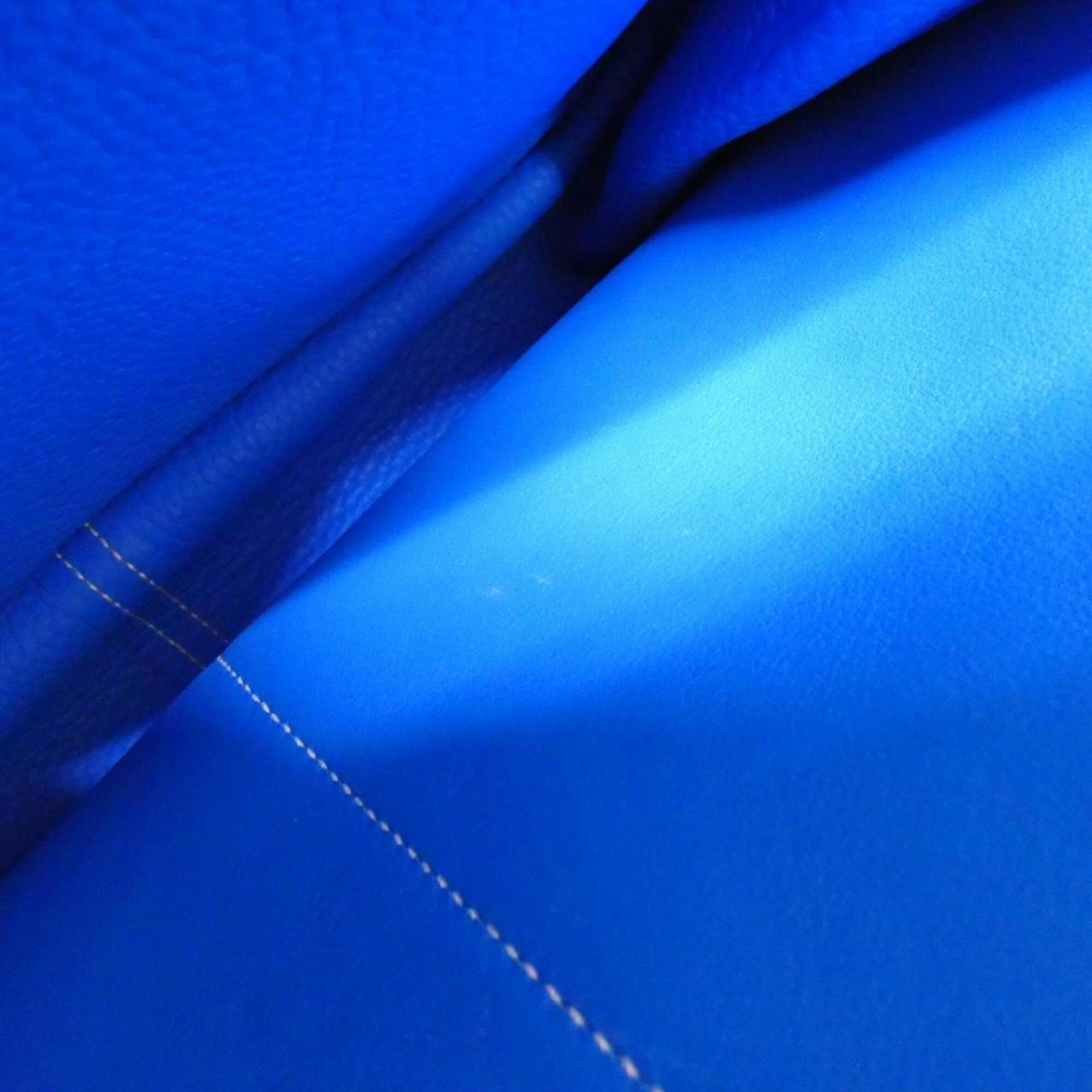 Hermes Blue Hydra Taurillon Clemence Leather Handbag (Pre-Owned)