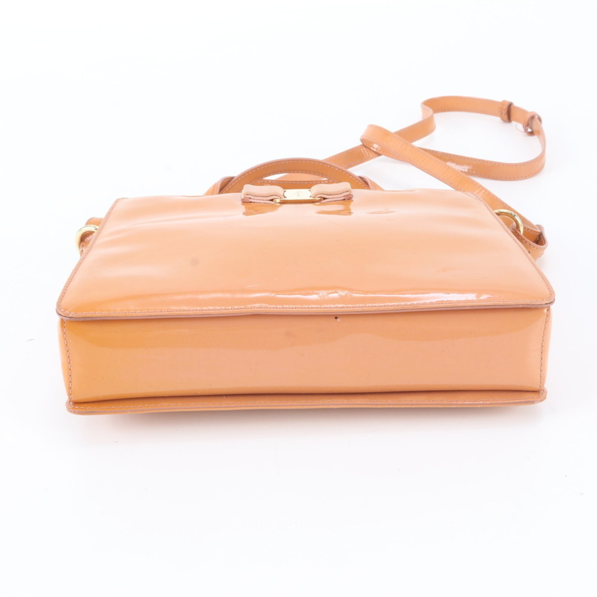 Salvatore Ferragamo Orange Leather Handbag Shoulder Bag Tote Bag (Pre-Owned)