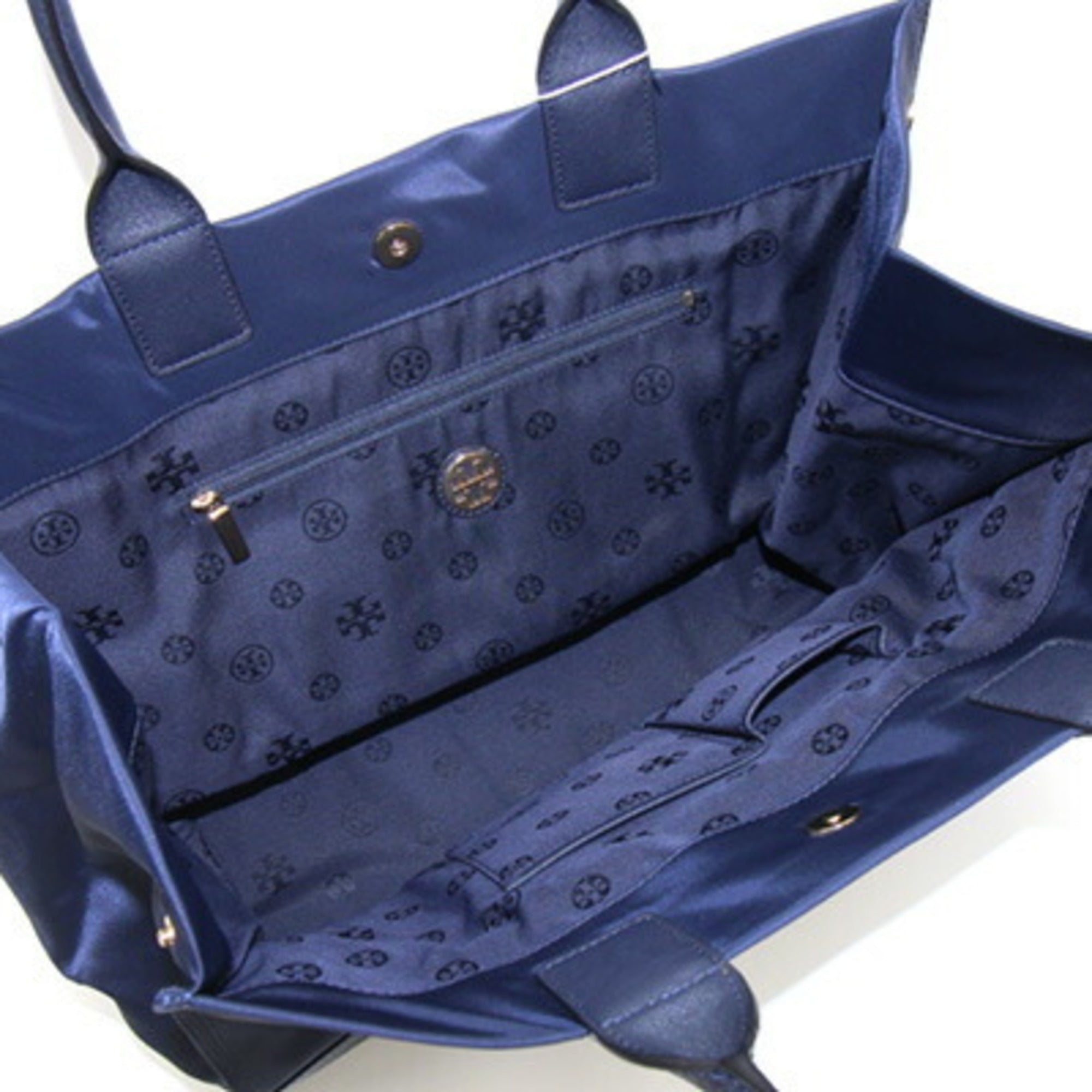 Tory Burch Dark Navy Nylon Leather Tote Bag (Pre-Owned)