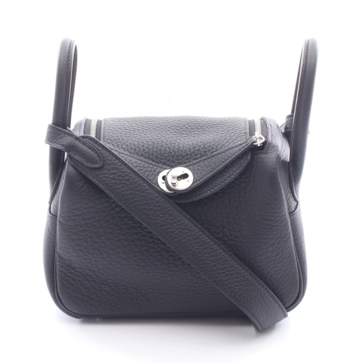 Hermes Black Taurillon Clemence Leather Handbag Shoulder Bag (Pre-Owned)