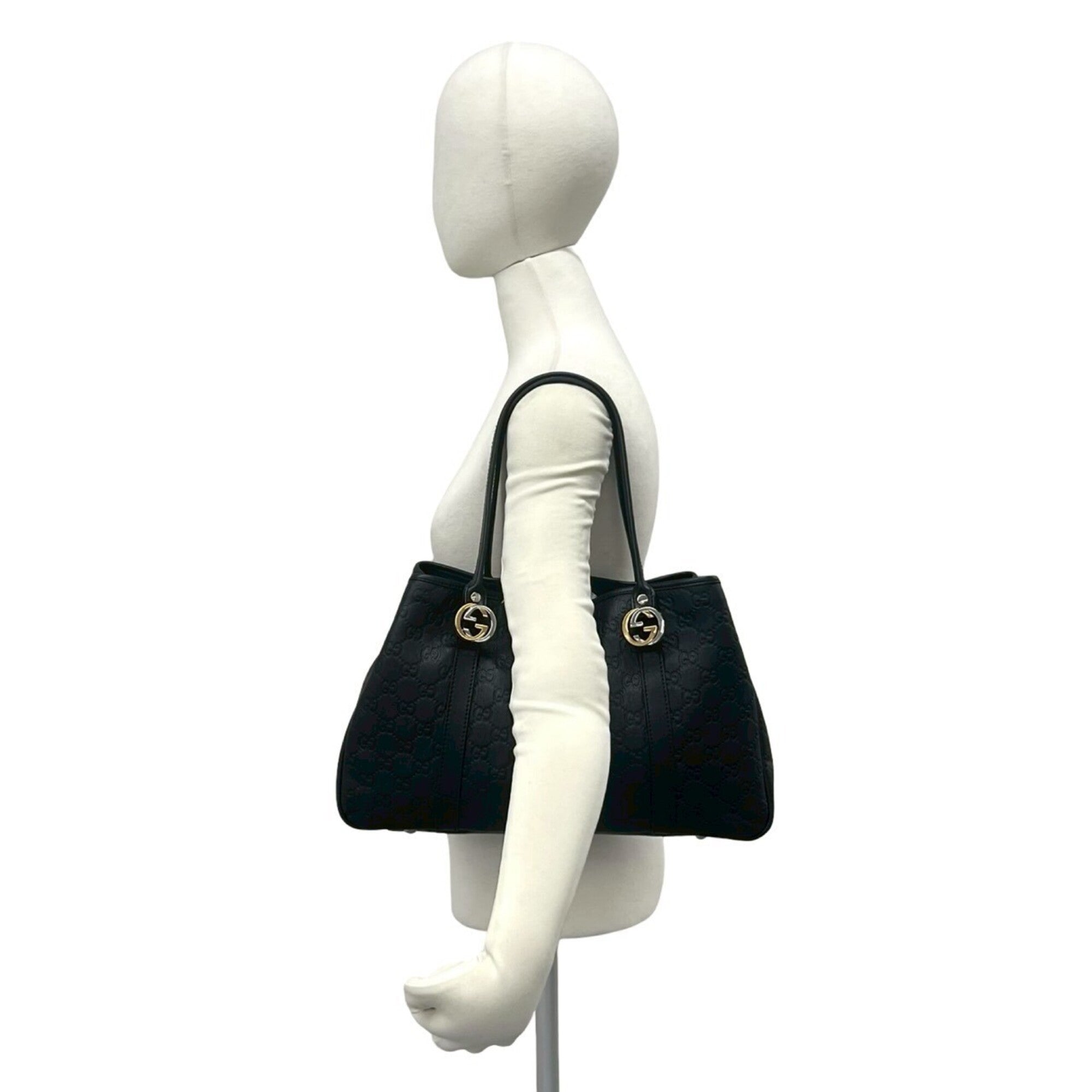 Gucci Black Leather Handbag Shoulder Bag Tote Bag (Pre-Owned)