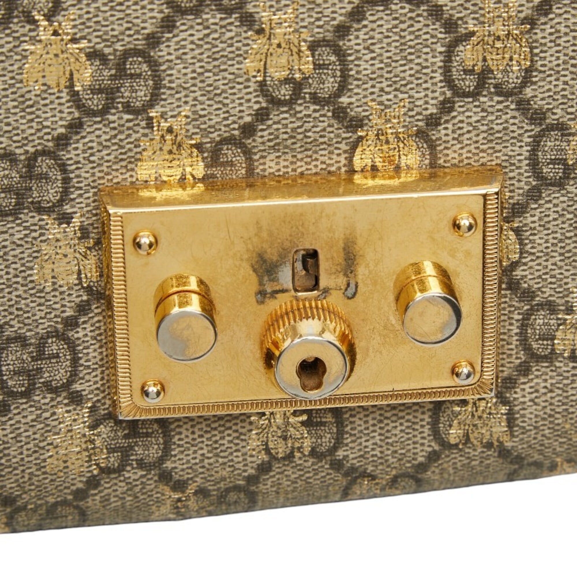 Gucci Black Gold Leather Shoulder Bag (Pre-Owned)