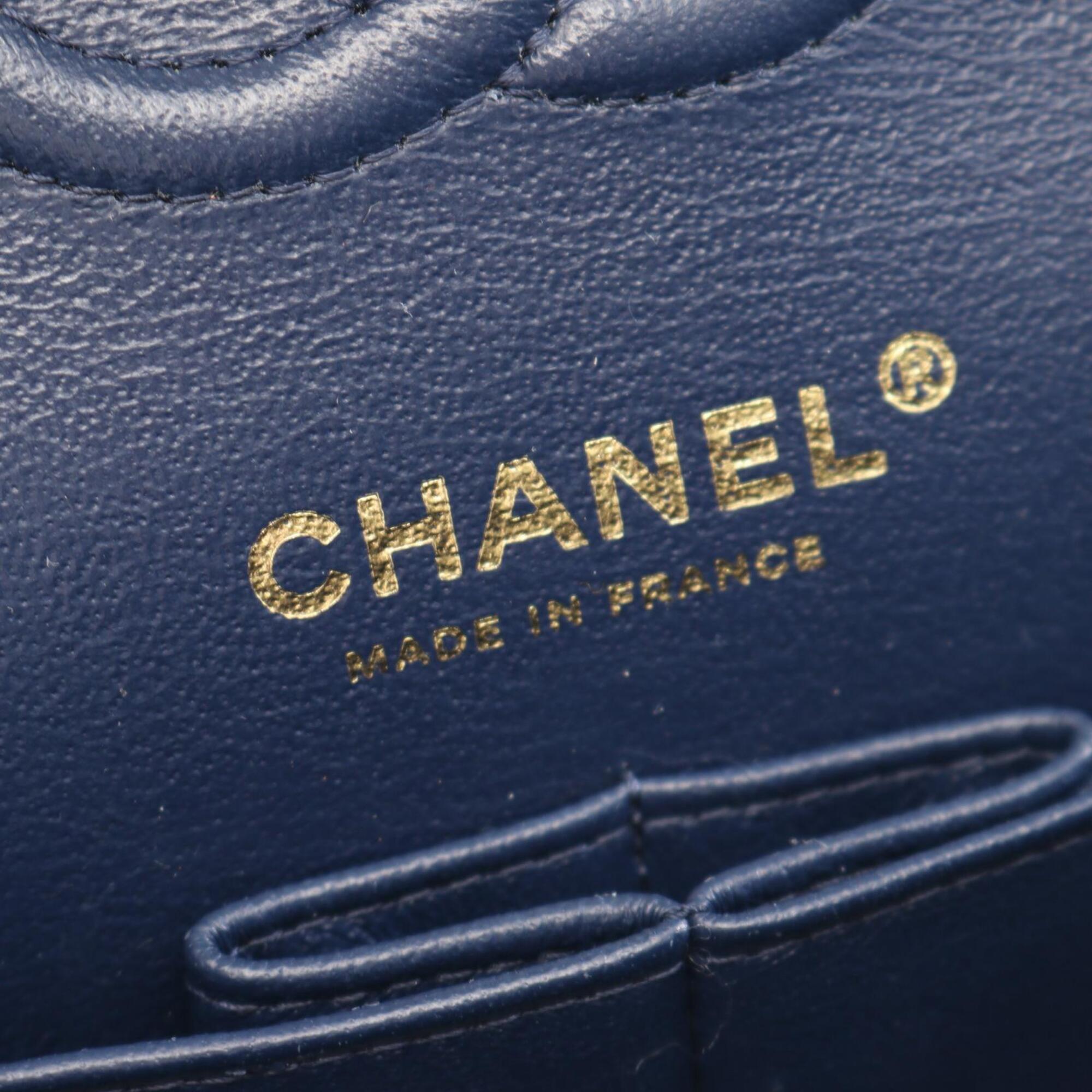Chanel Navy Grained Calfskin Handbag Shoulder Bag (Pre-Owned)