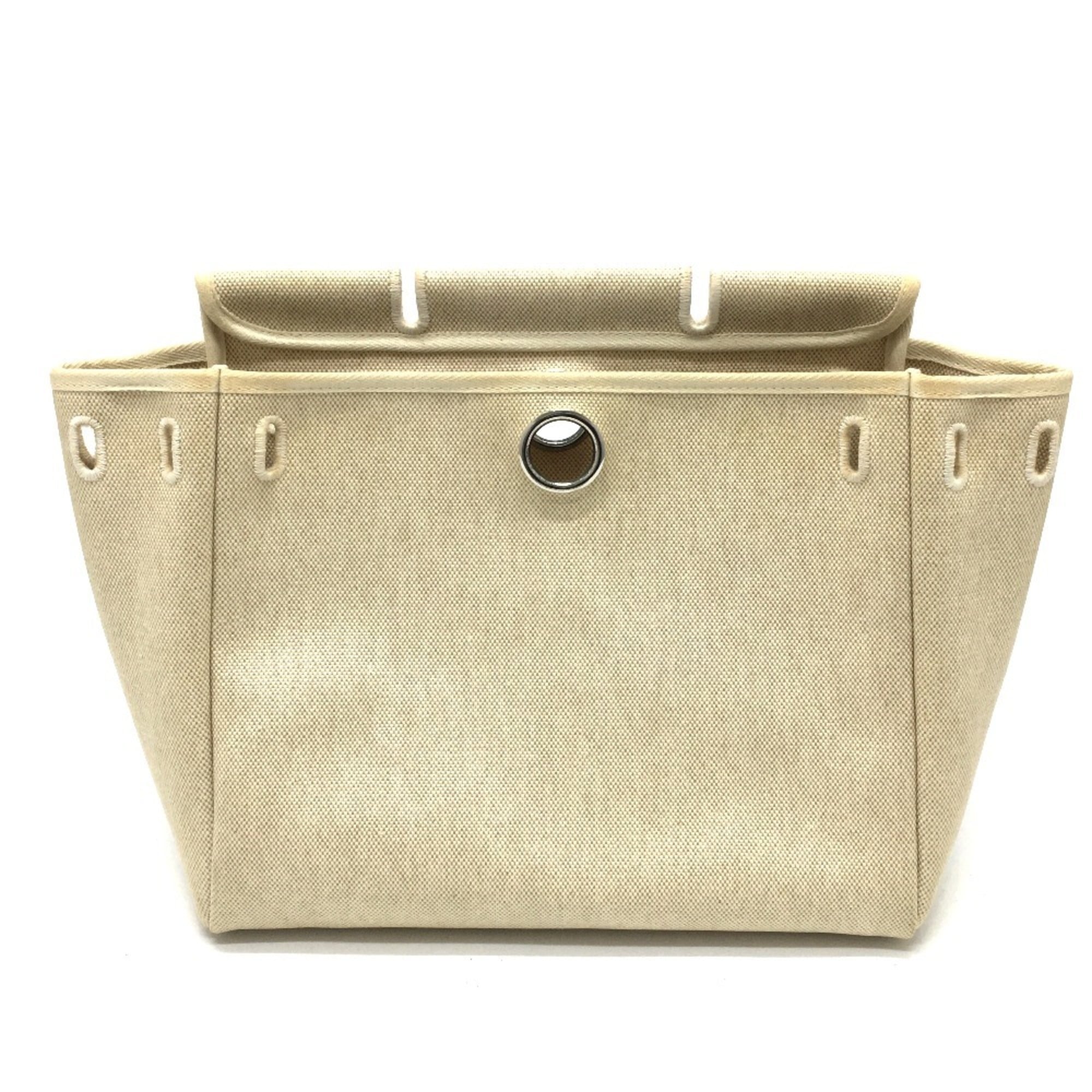 Hermes Her Bag Natural Canvas Leather Backpack (Pre-Owned)
