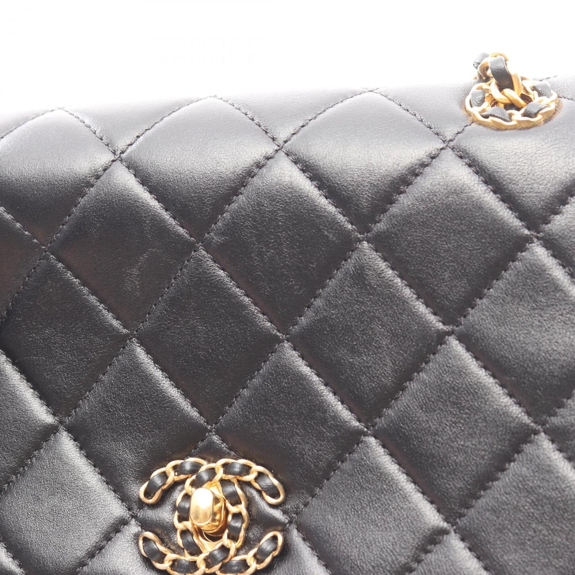 Chanel Black Leather Handbag Shoulder Bag (Pre-Owned)