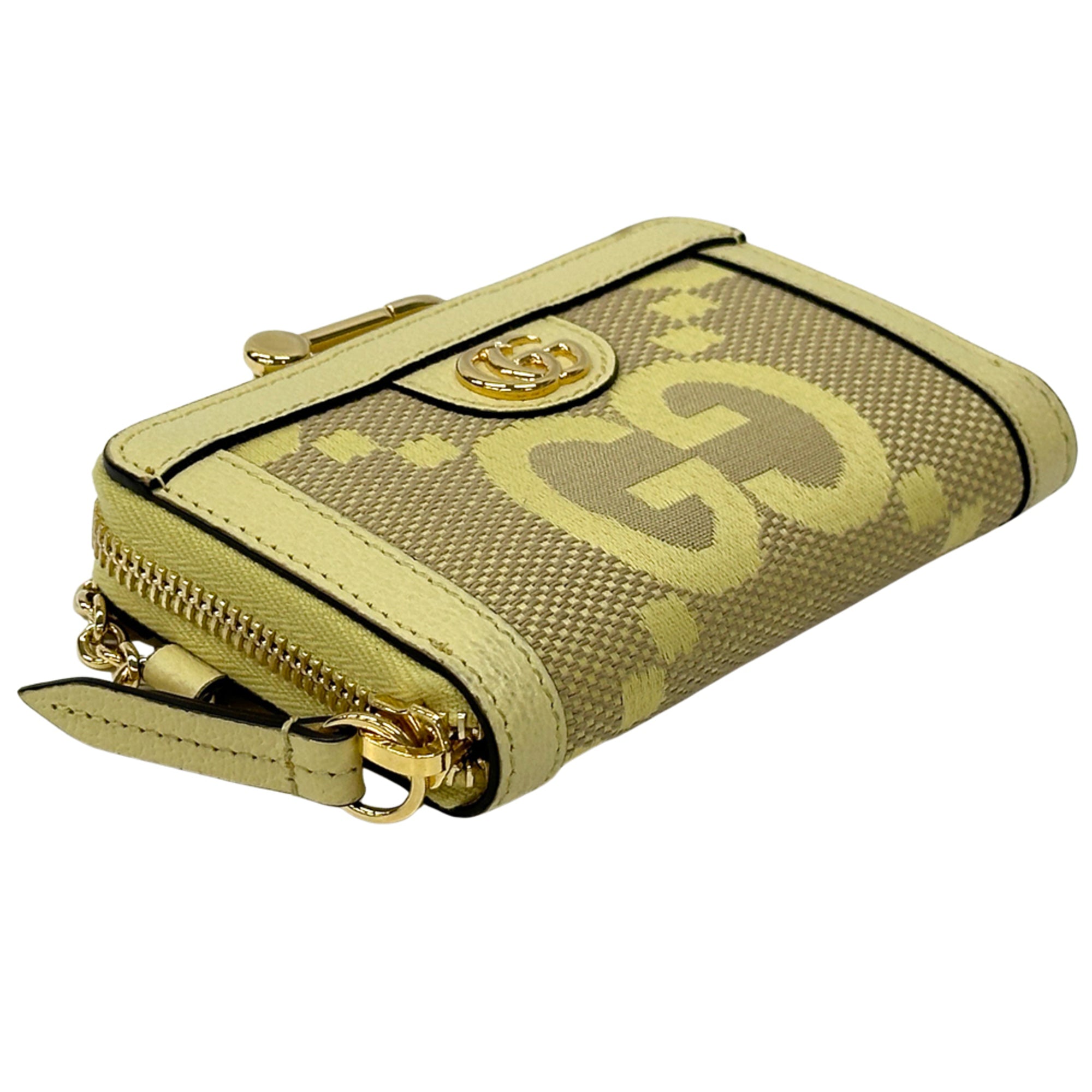 Gucci Yellow Canvas Leather Coin Purse/Coin Case (Pre-Owned)