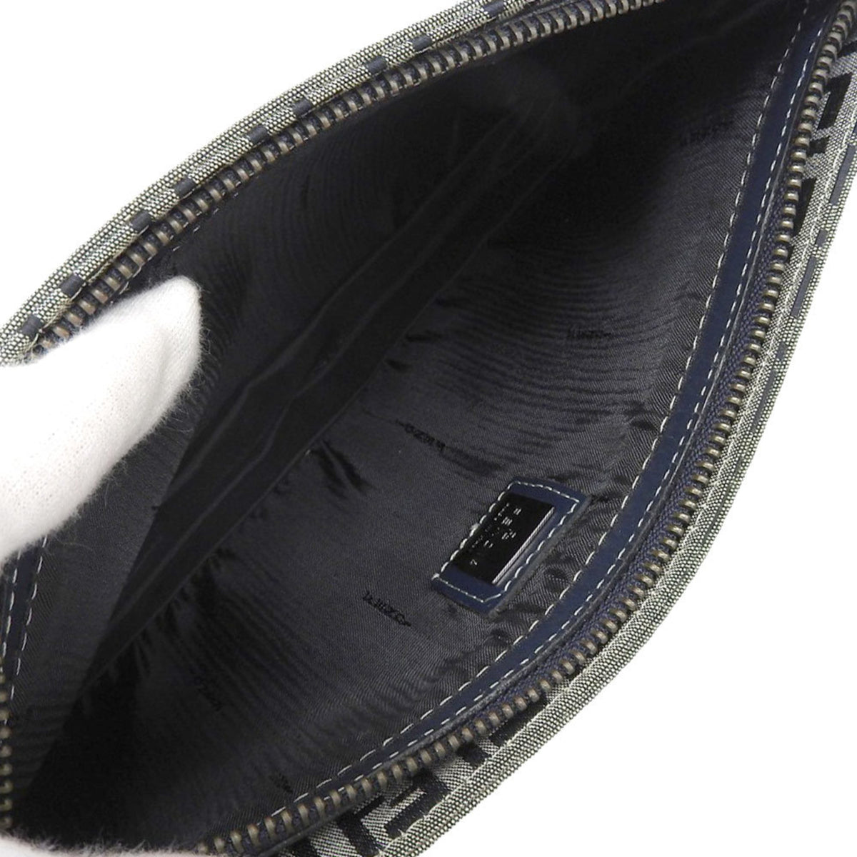 Fendi Navy Canvas Leather Pouch (Pre-Owned)