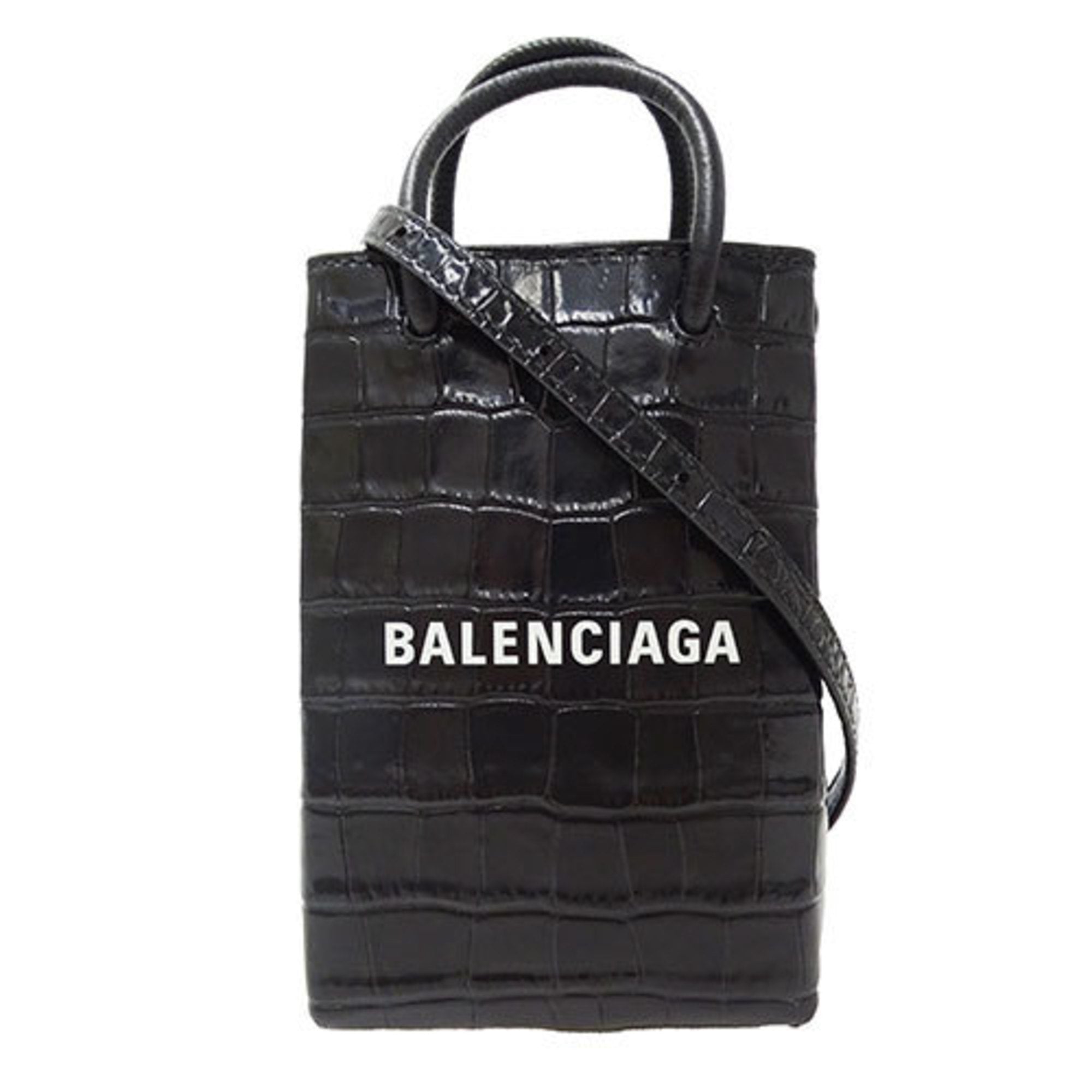 Balenciaga Black Leather Pochette Shoulder Bag (Pre-Owned)