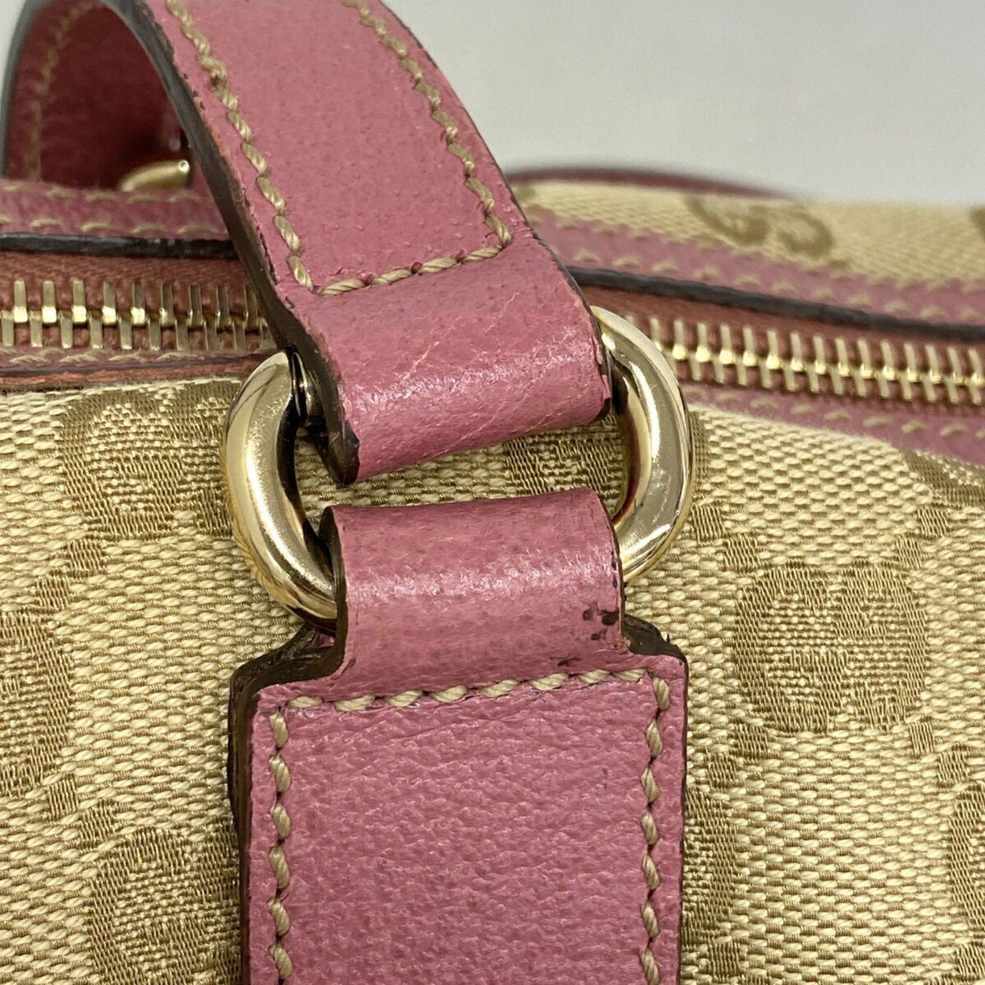 Gucci Brown Pink Canvas Handbag (Pre-Owned)