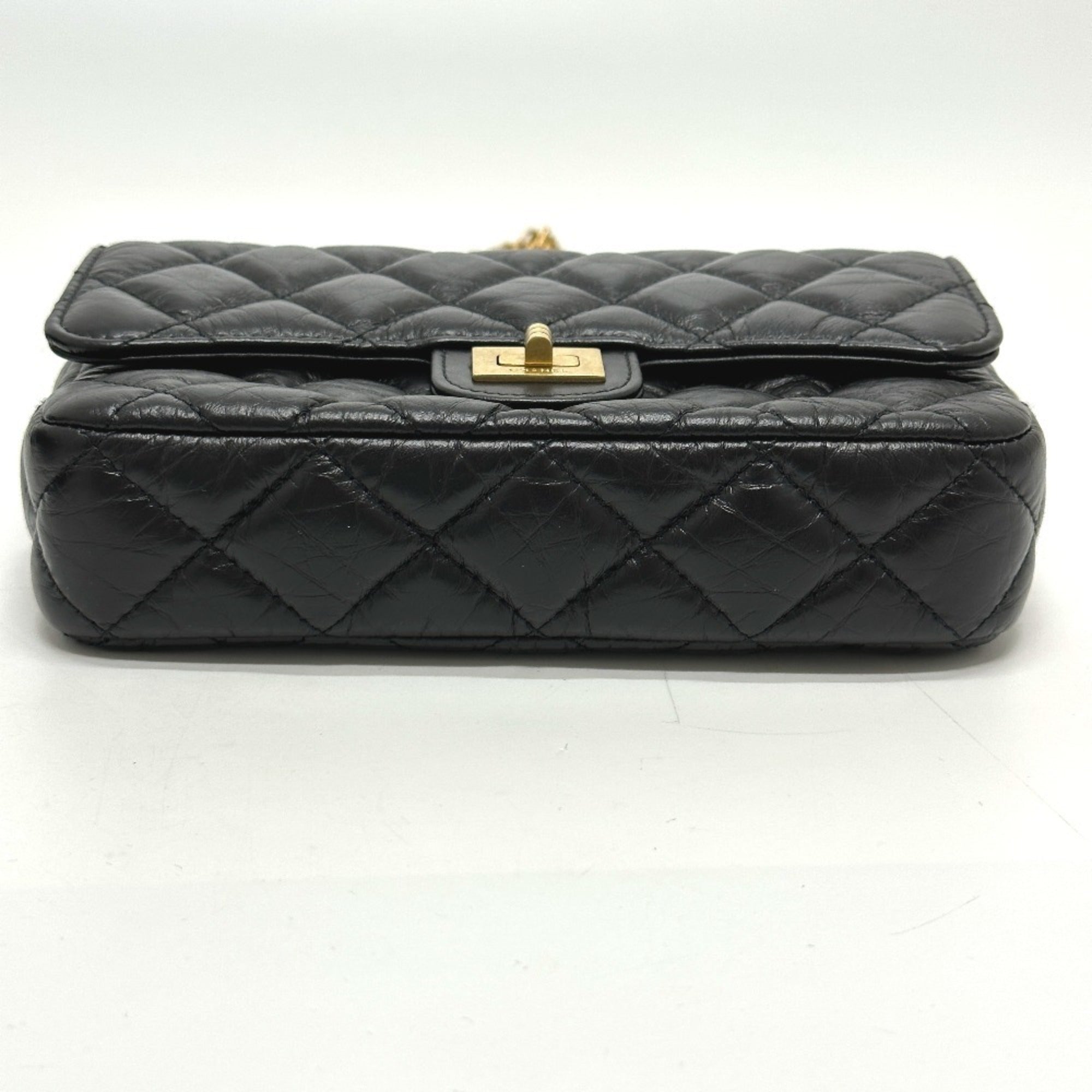 Chanel 2.55 Black Leather Shoulder Bag (Pre-Owned)