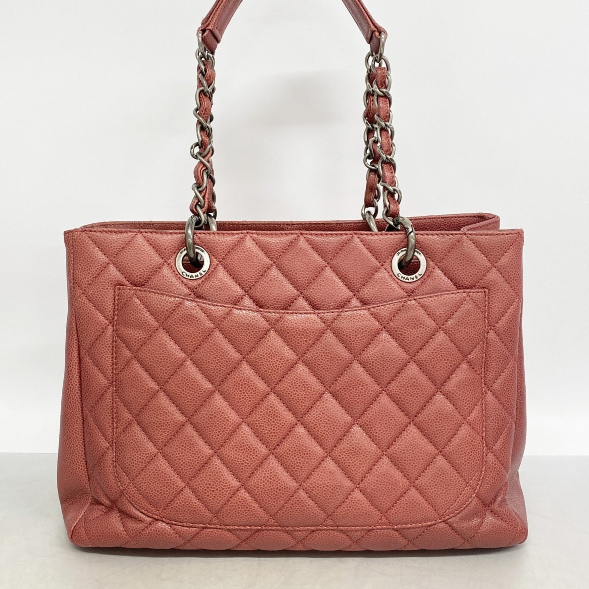 Chanel Red Color Grained Calfskin Tote Bag (Pre-Owned)