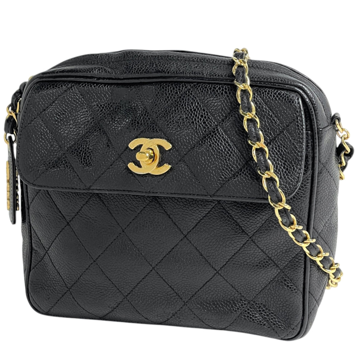 Chanel Matelasse Black Grained Calfskin Shoulder Bag (Pre-Owned)