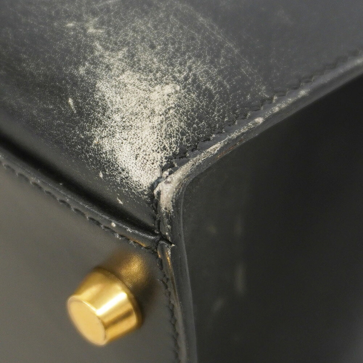 Hermes Black Box Calf Leather Handbag (Pre-Owned)
