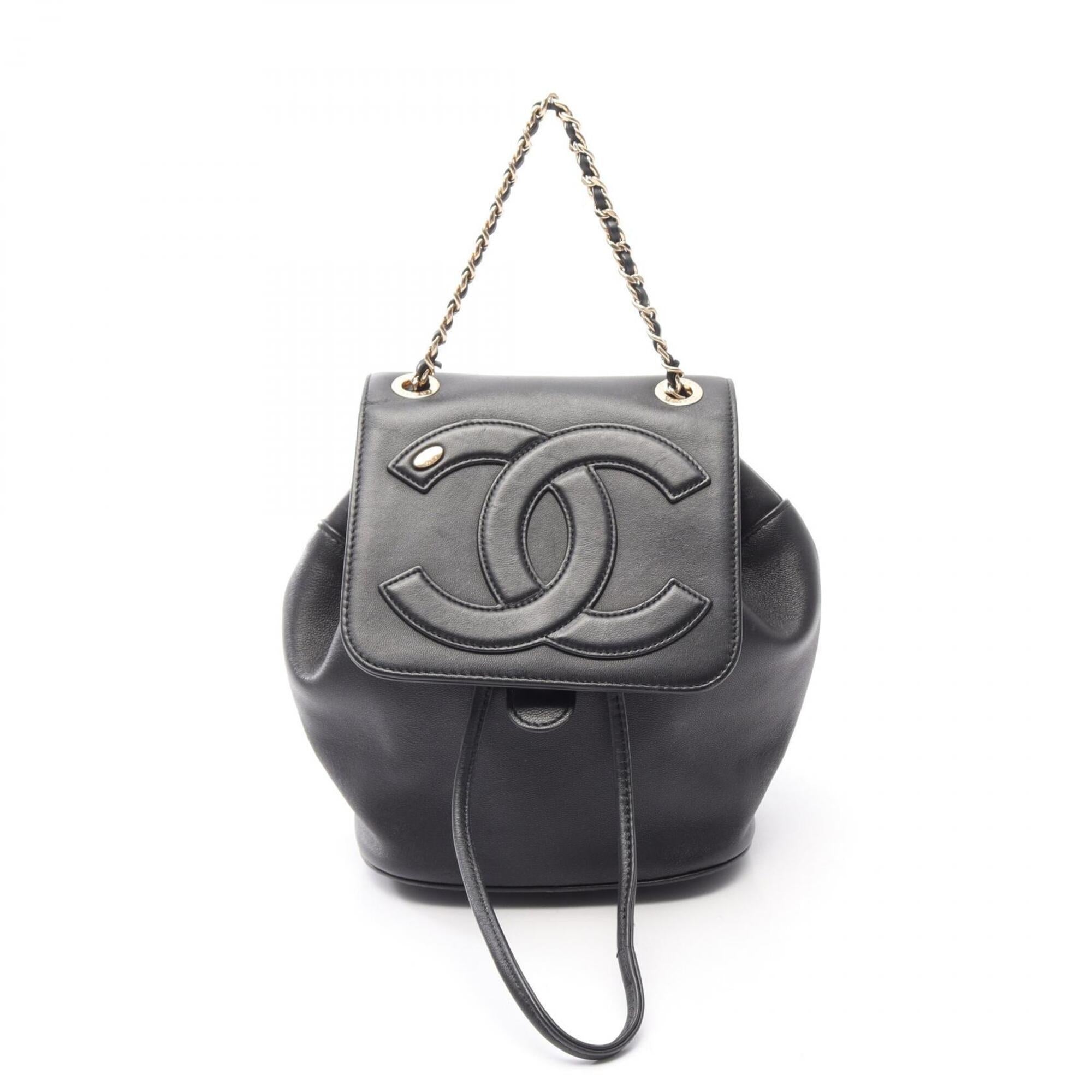 Chanel Black Leather Backpack Handbag (Pre-Owned)