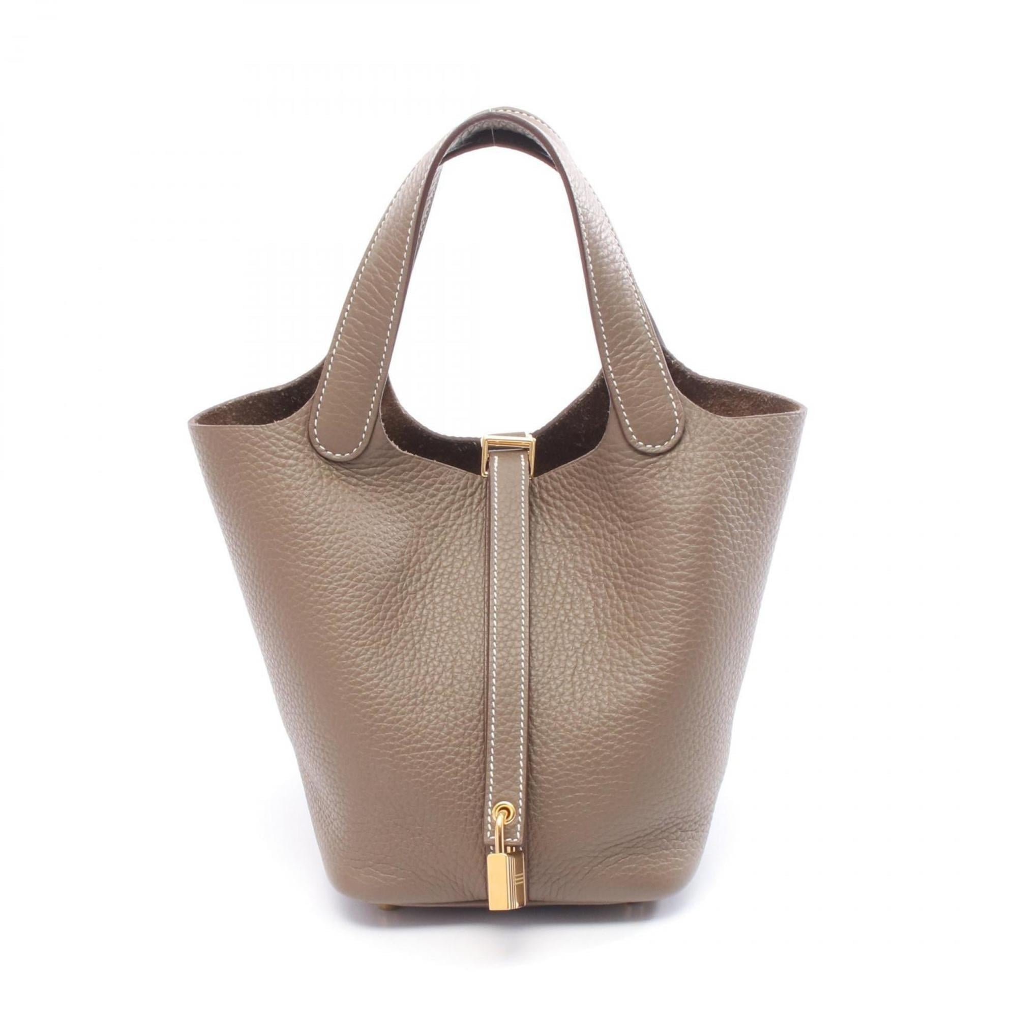Hermes Etoupe Gray Gray Taurillon Clemence Leather Handbag (Pre-Owned)