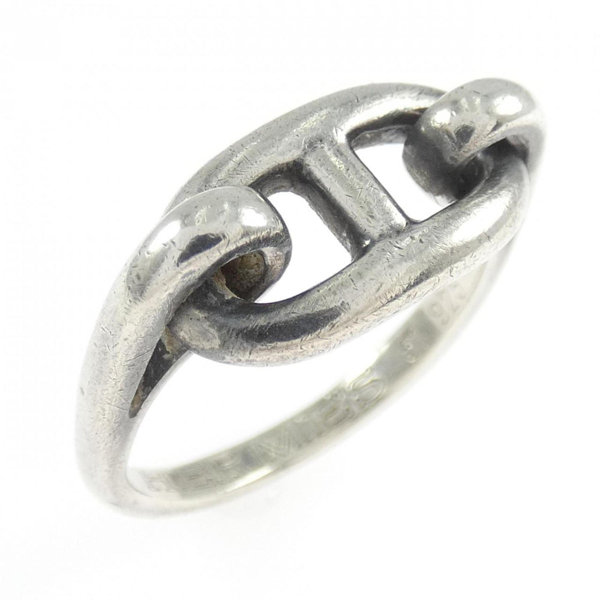Hermes Silver Silver 925 Band Ring (Pre-Owned)