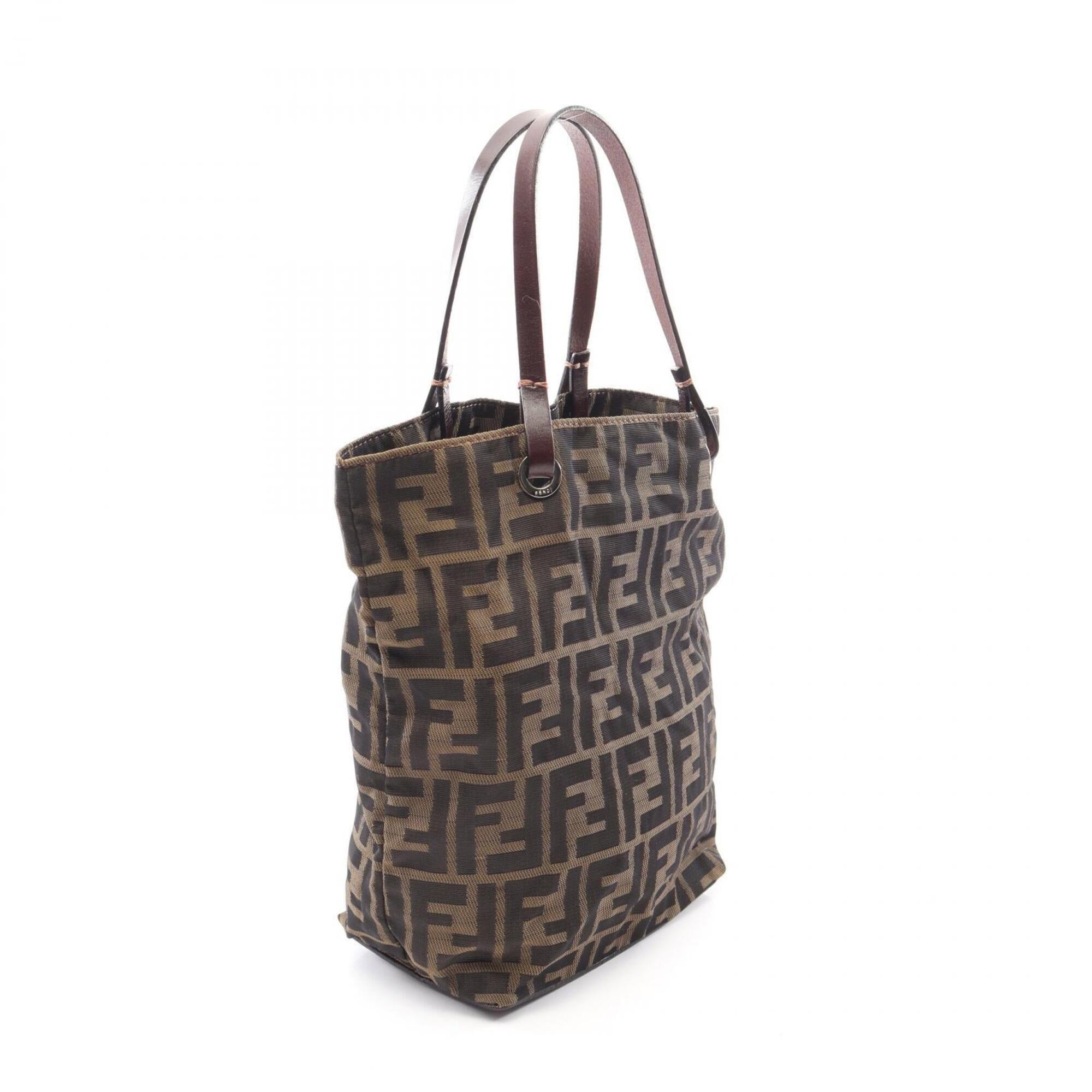 Fendi Brown Canvas Leather Handbag Tote Bag (Pre-Owned)