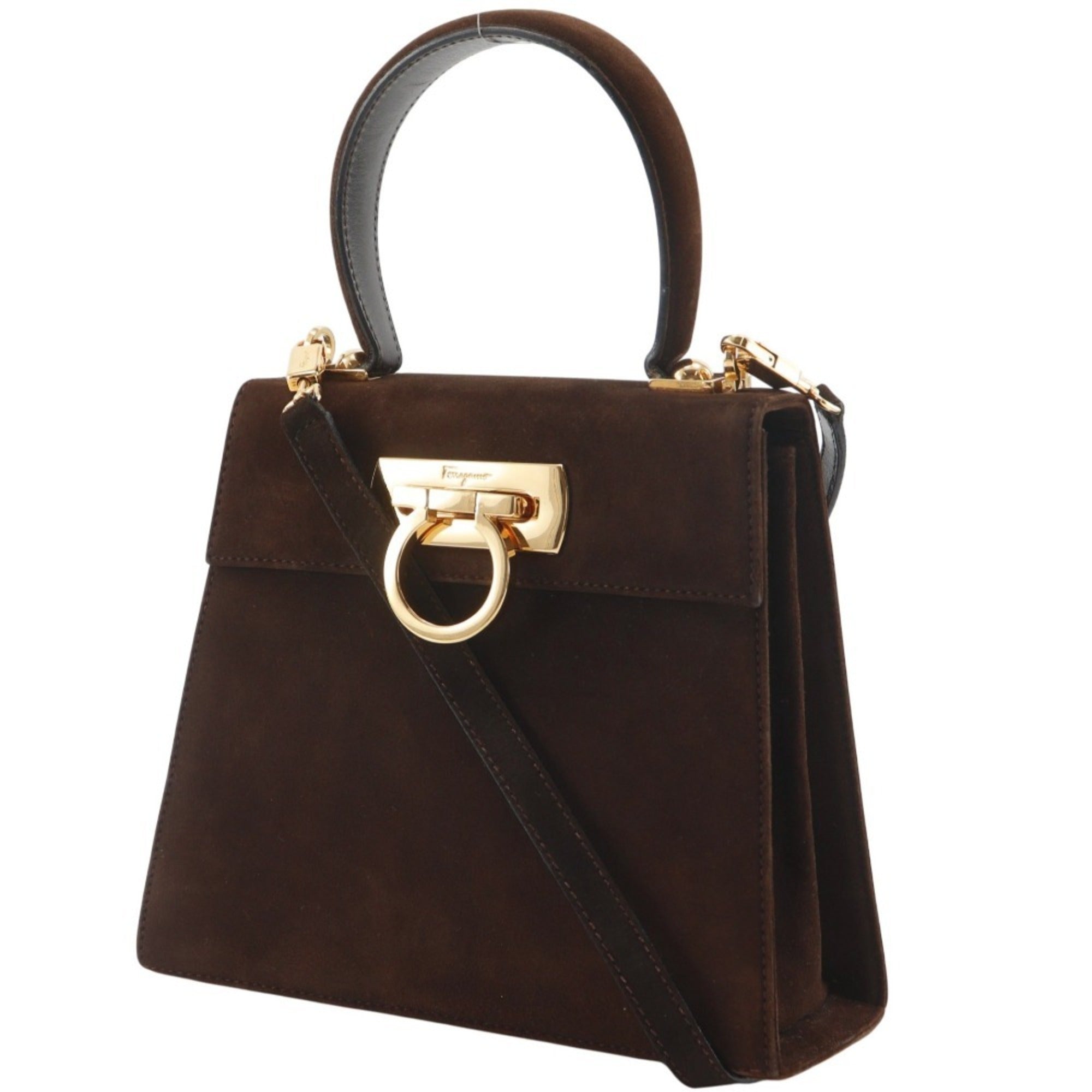 Salvatore Ferragamo Brown Suede Handbag (Pre-Owned)