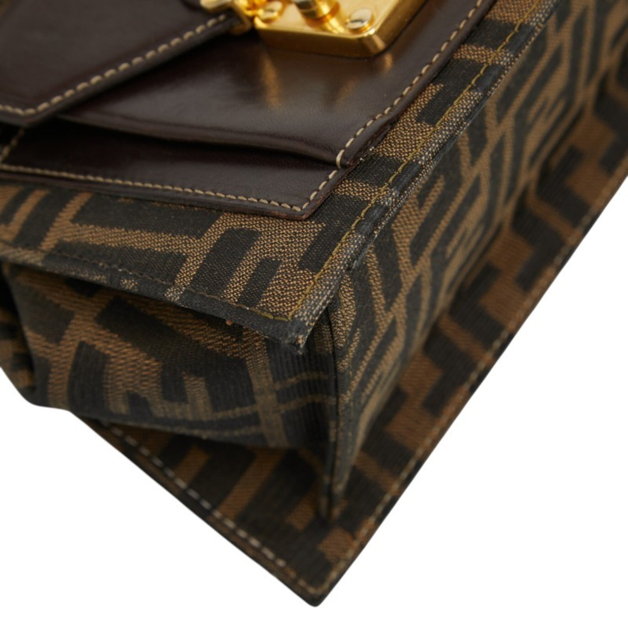 Fendi Brown Canvas Leather Handbag (Pre-Owned)