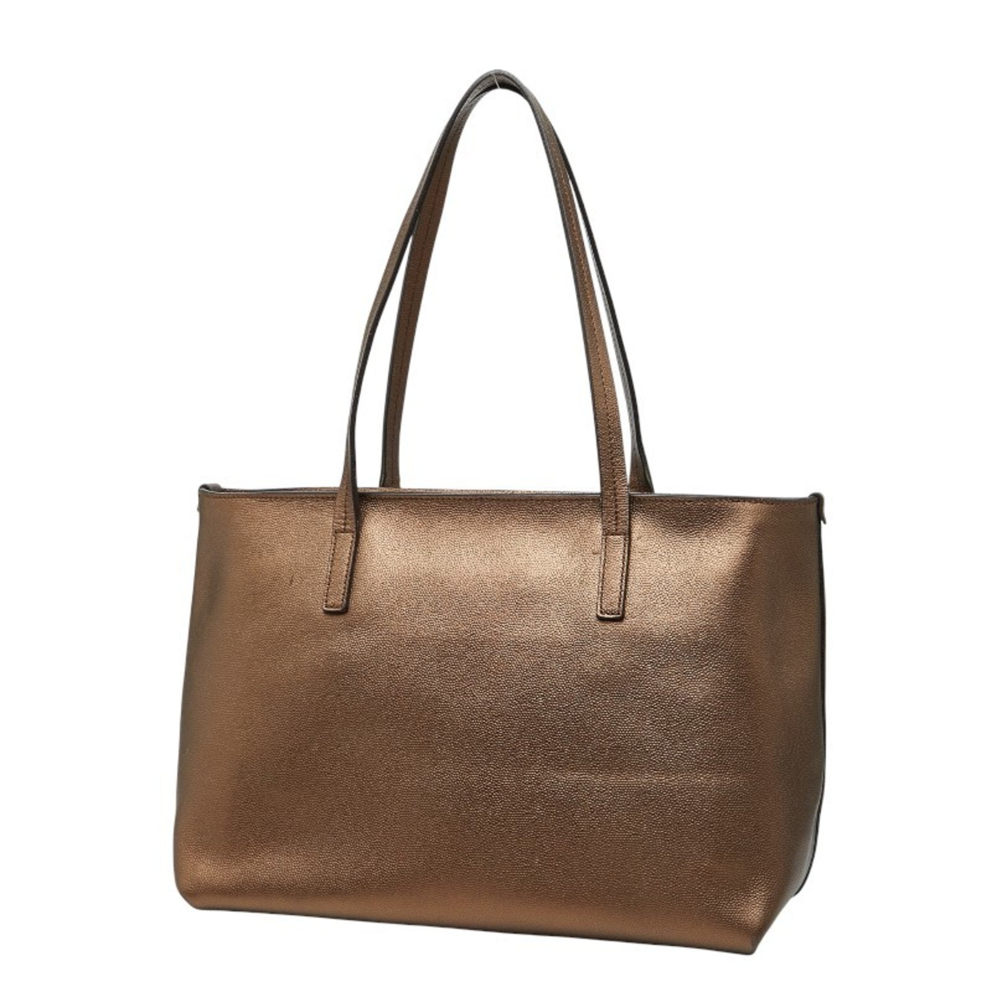 Salvatore Ferragamo Bronze Brown Leather Shoulder Bag Tote Bag (Pre-Owned)