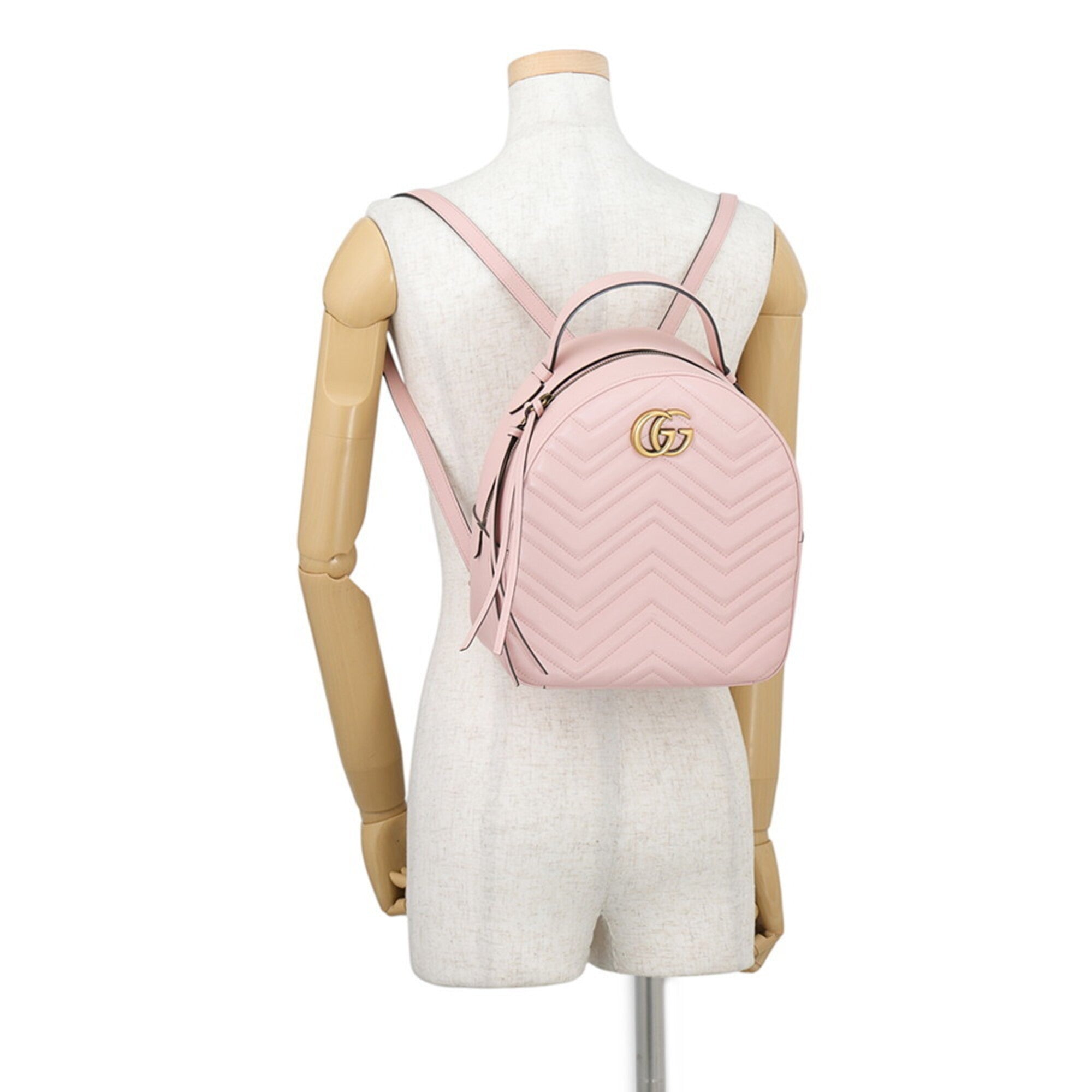 Gucci Gg Marmont Pink Leather Backpack (Pre-Owned)