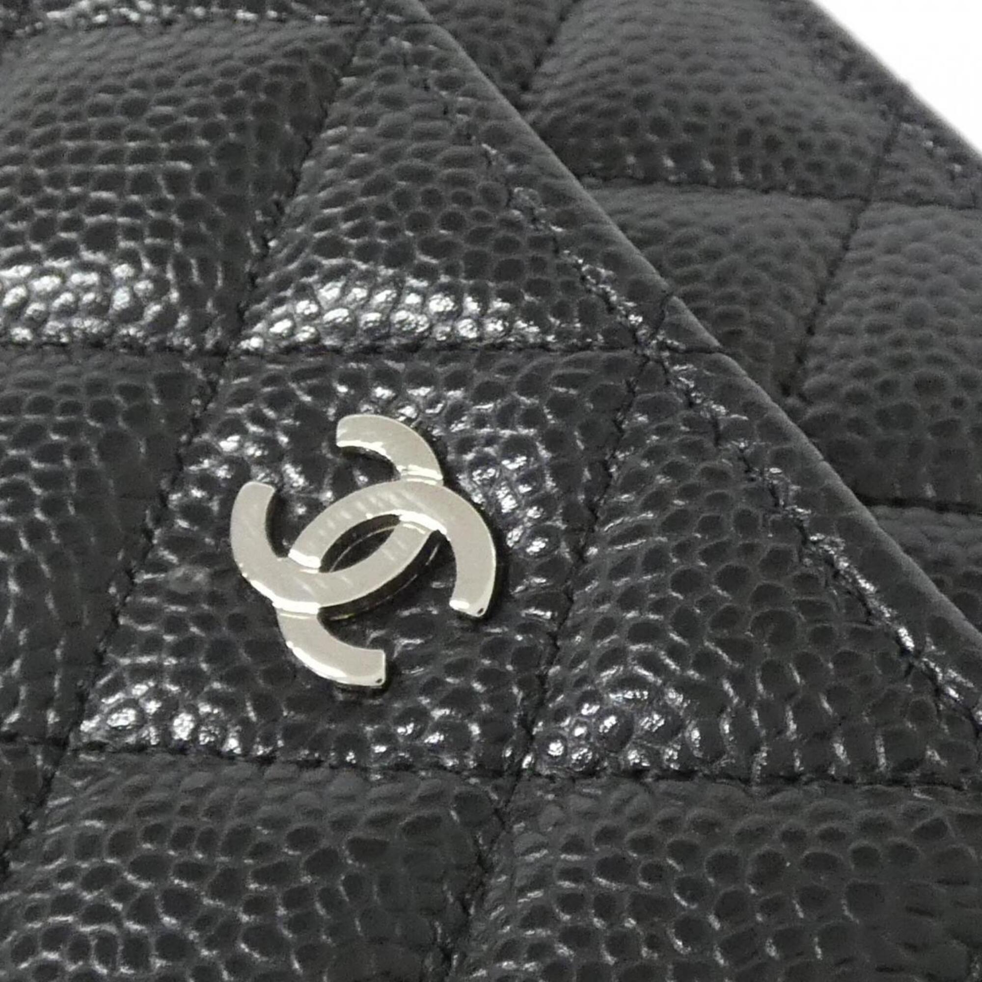 Chanel Black Bordeaux Grained Calfskin Chain/Shoulder Wallet (Pre-Owned)