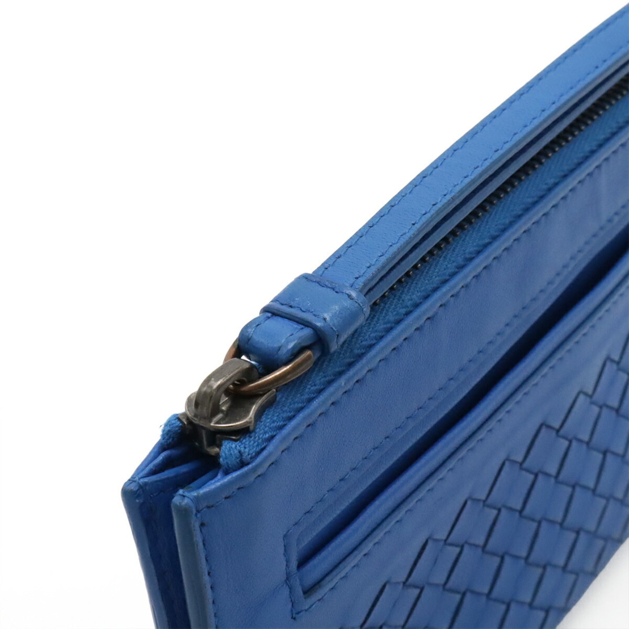 Bottega Veneta Blue Intrecciato Clutch Bag (Pre-Owned)