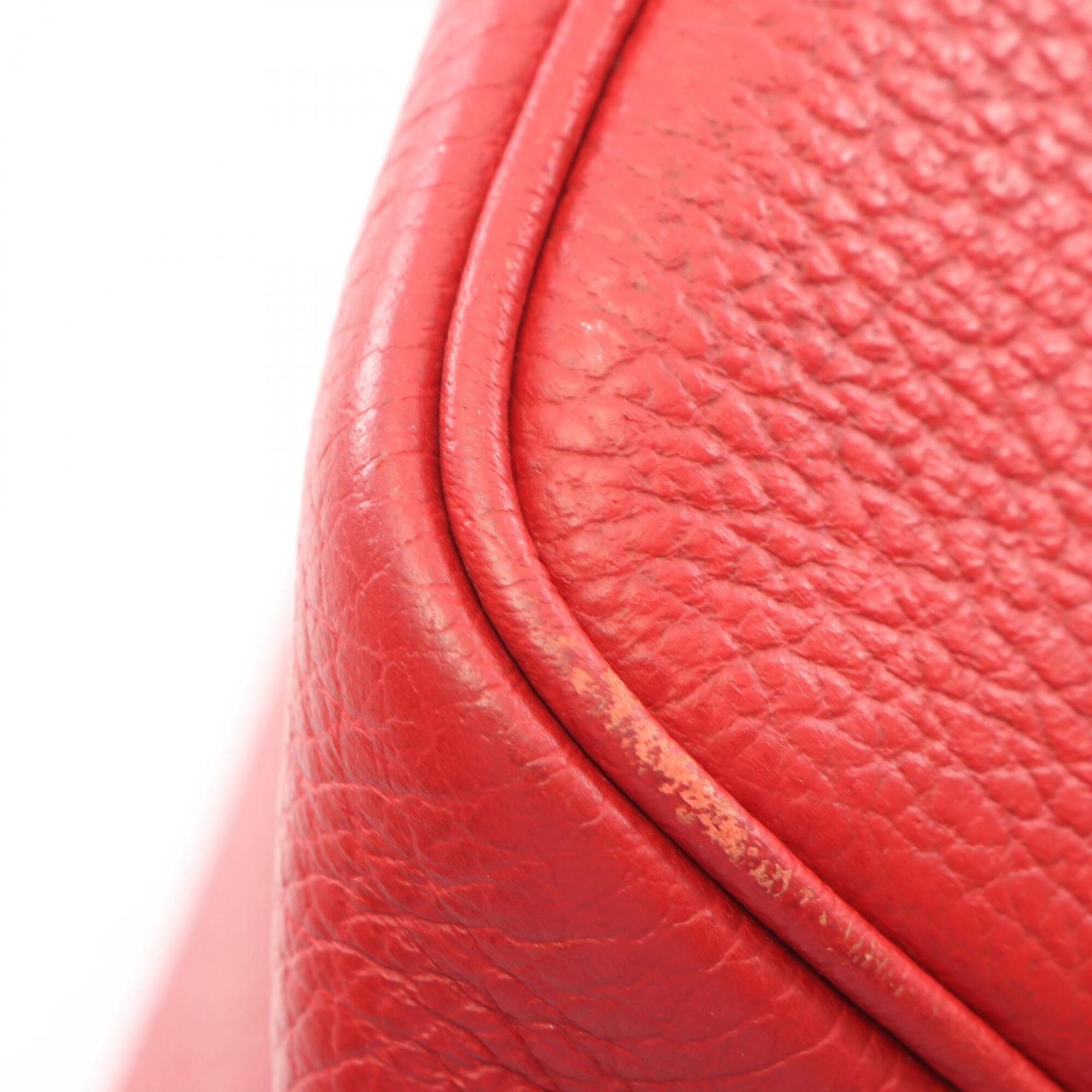 Gucci Beige Red Color Canvas Leather Handbag Tote Bag (Pre-Owned)
