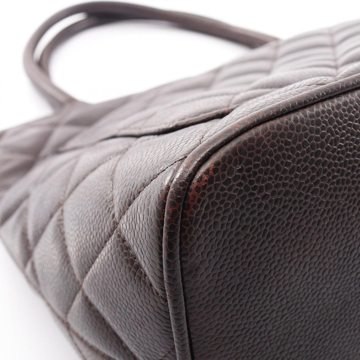 Chanel Brown Grained Calfskin Handbag Tote Bag (Pre-Owned)