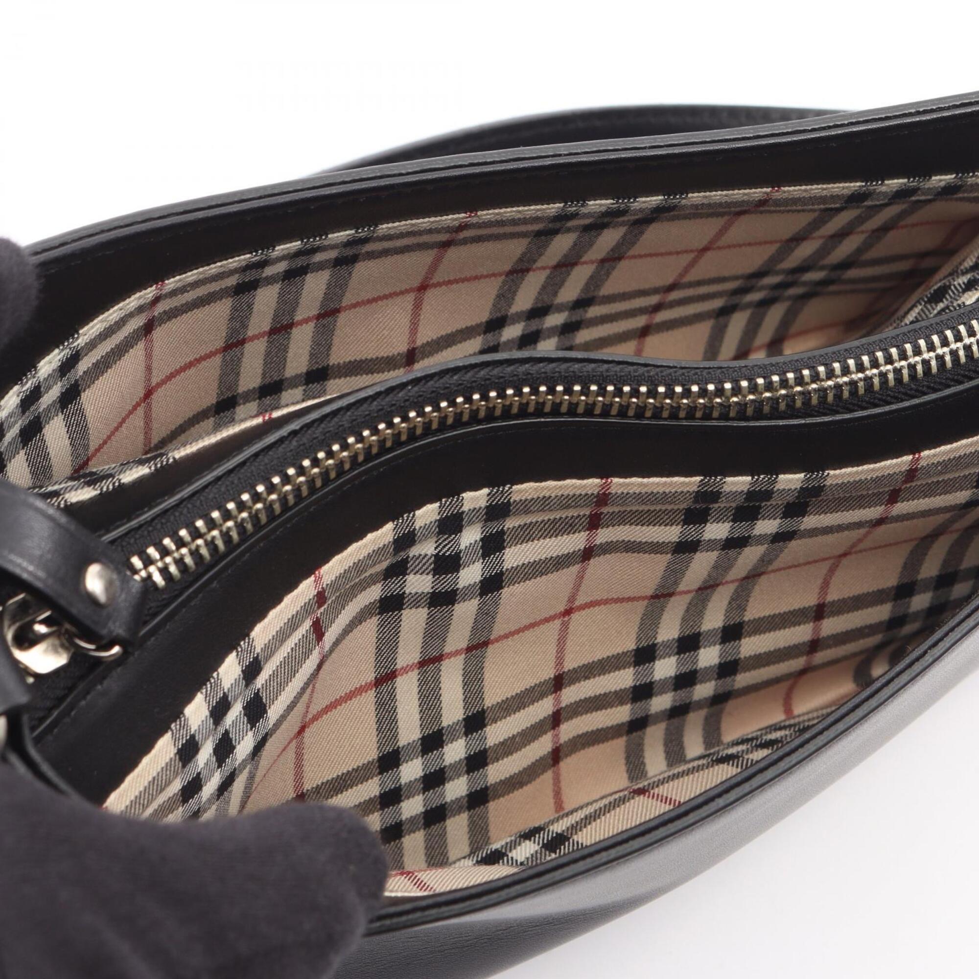 Burberry Black Leather Handbag Shoulder Bag (Pre-Owned)