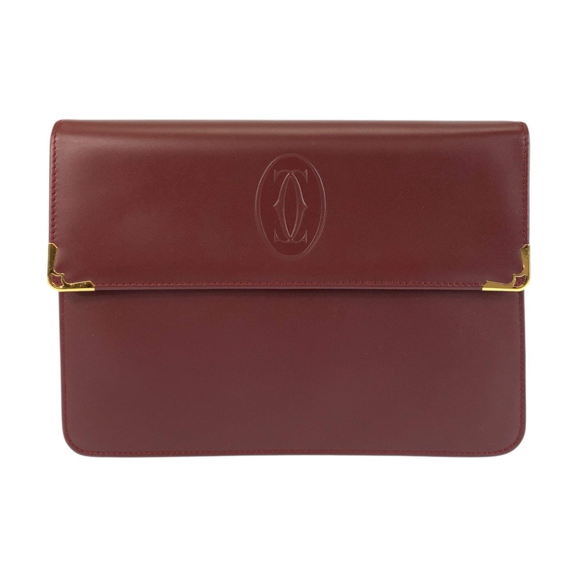 Cartier Bordeaux Leather Clutch Bag (Pre-Owned)