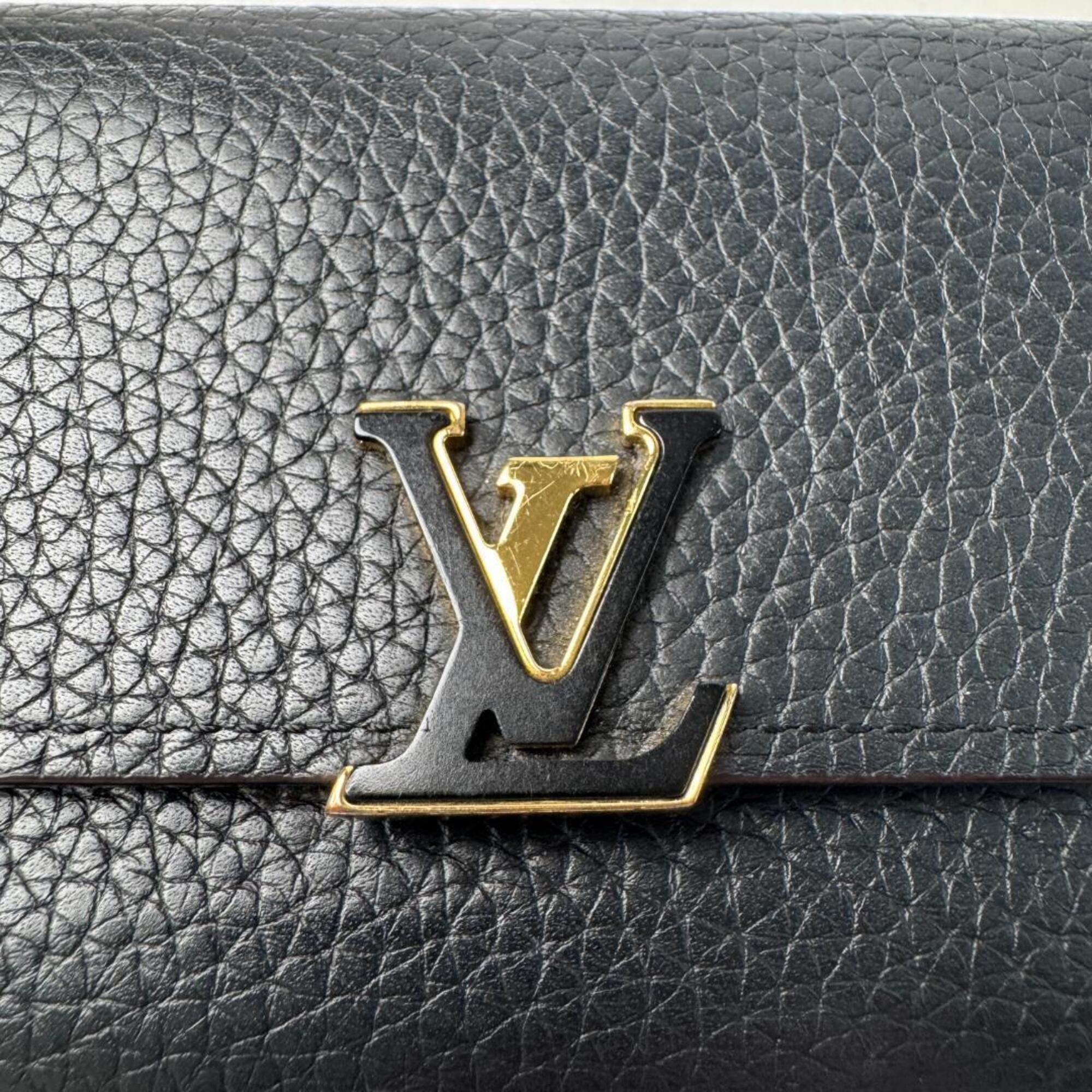Louis Vuitton Black Hot Pink Leather Wallet (Tri-Fold) (Pre-Owned)