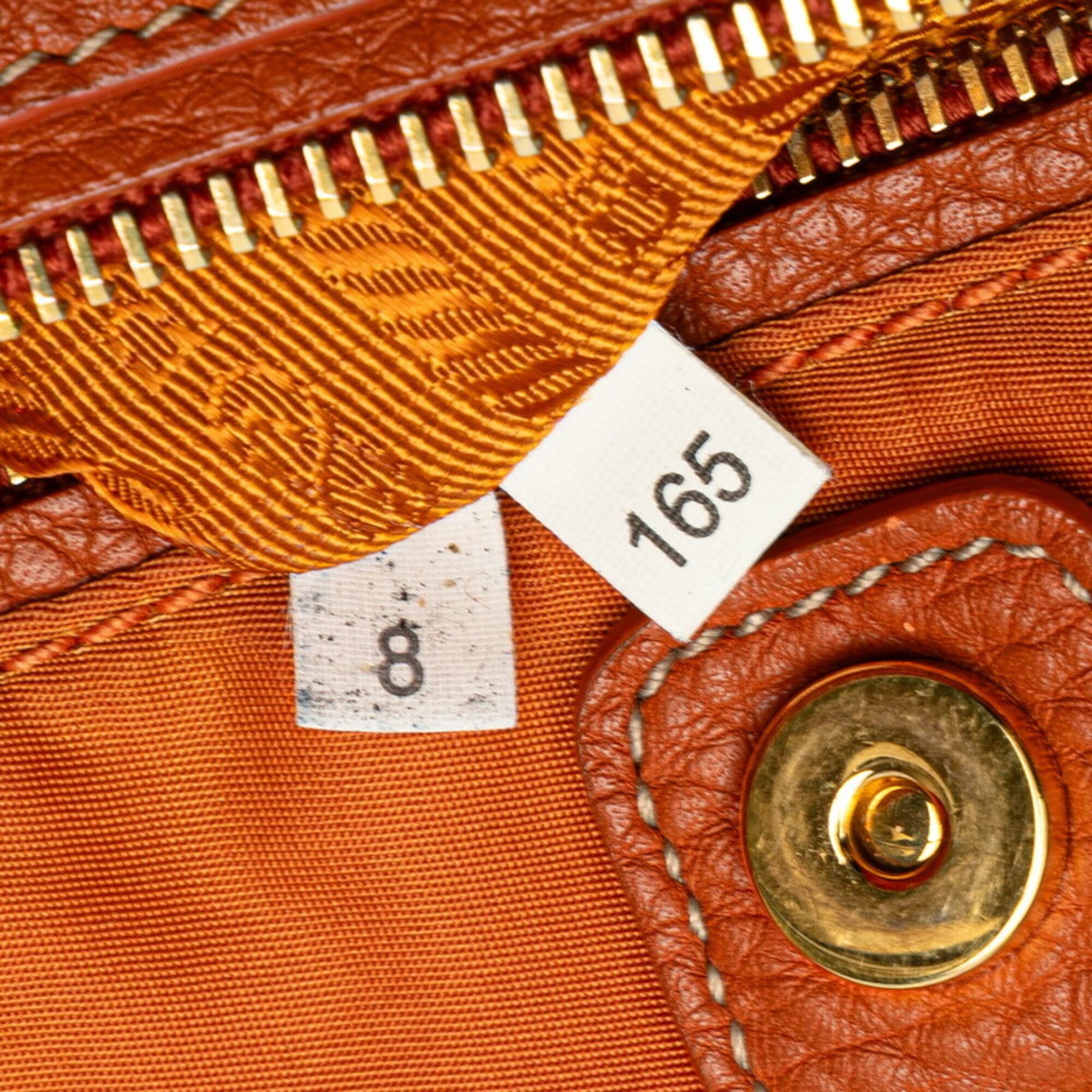 Prada Orange Leather Jacquard Shoulder Bag Tote Bag (Pre-Owned)
