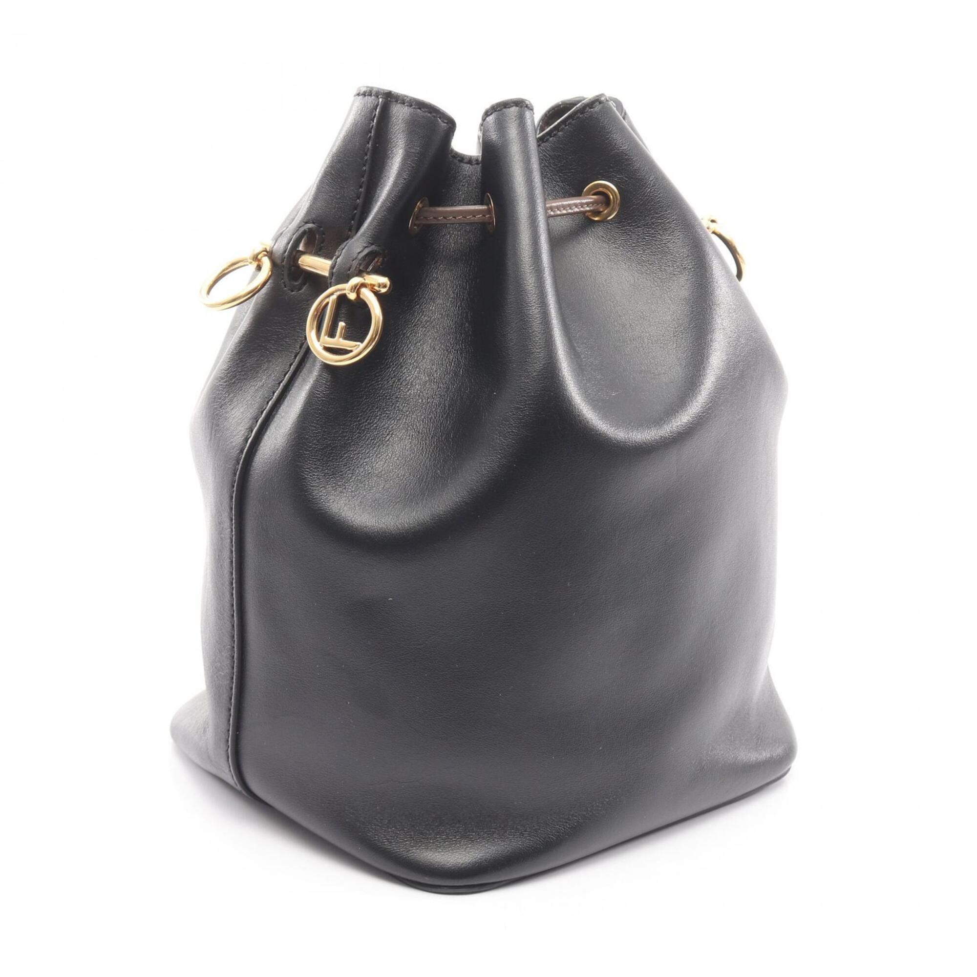 Fendi Black Red Color Leather Handbag Shoulder Bag (Pre-Owned)
