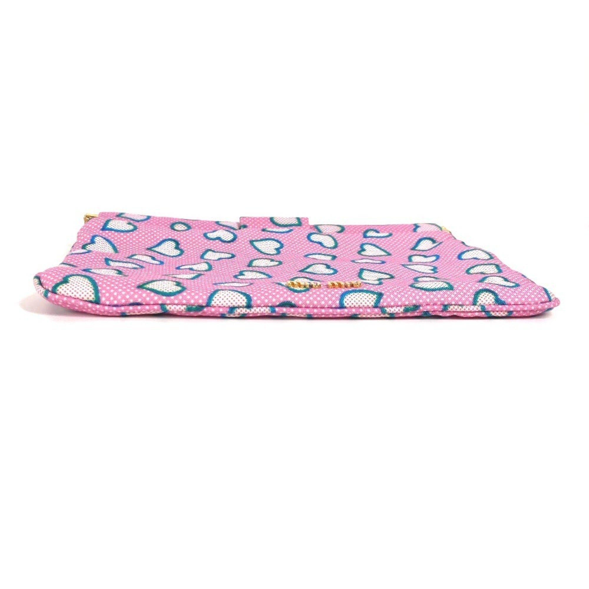 Miu Miu Blue Pink Nylon Leather Clutch Bag Pouch (Pre-Owned)