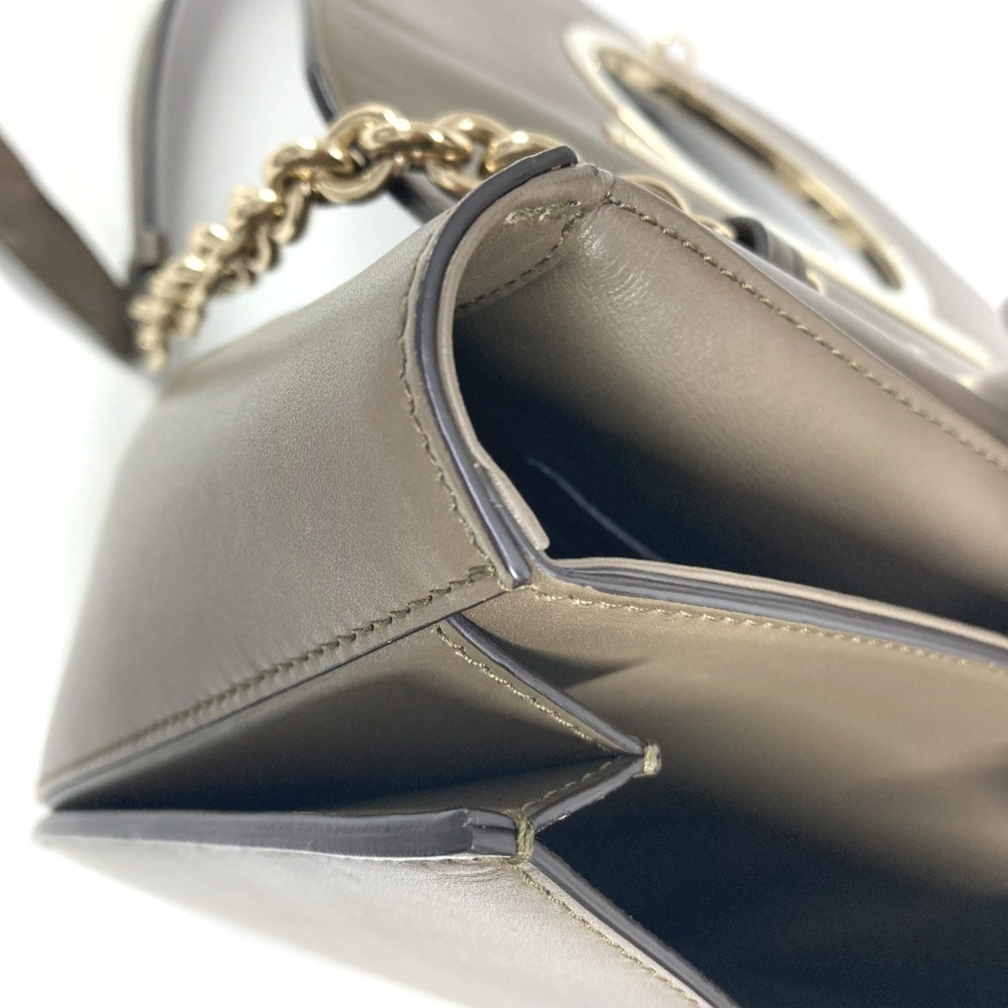 Salvatore Ferragamo Gancini Grayish Leather Clutch Bag Pochette Shoulder Bag (Pre-Owned)