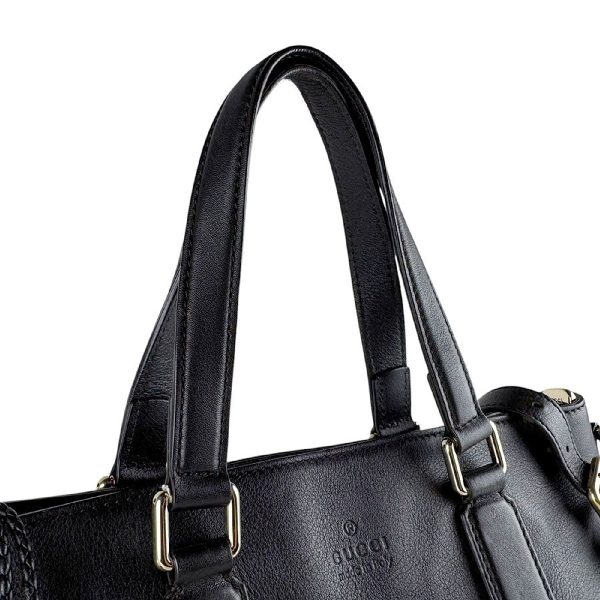 Gucci Dark Brown Leather Handbag Shoulder Bag (Pre-Owned)